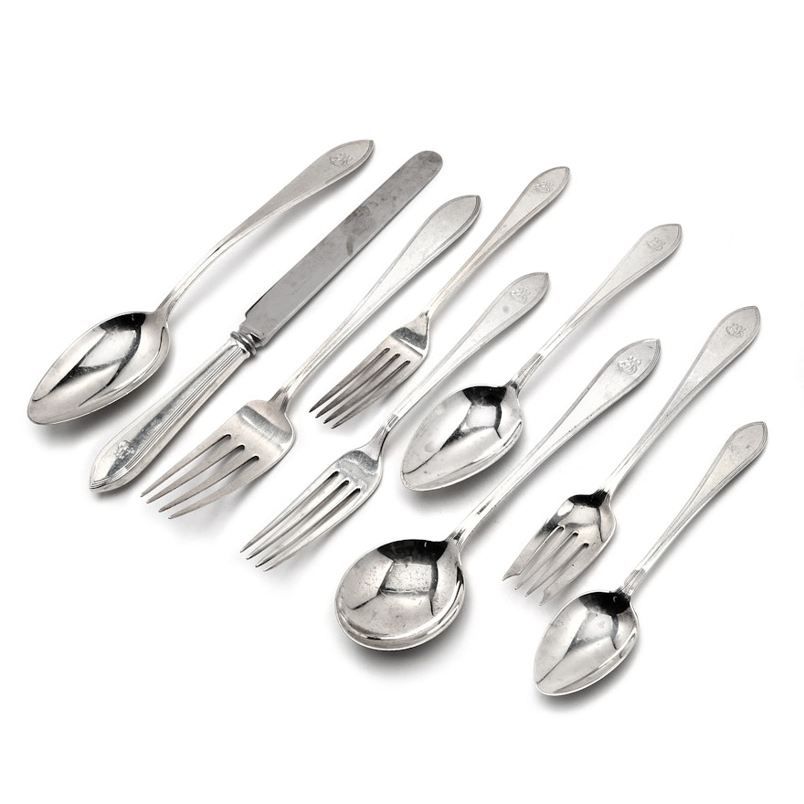 Tiffany & Co. "Reeded Edge" Sterling Flatware, Eighty-Six Pieces in Total