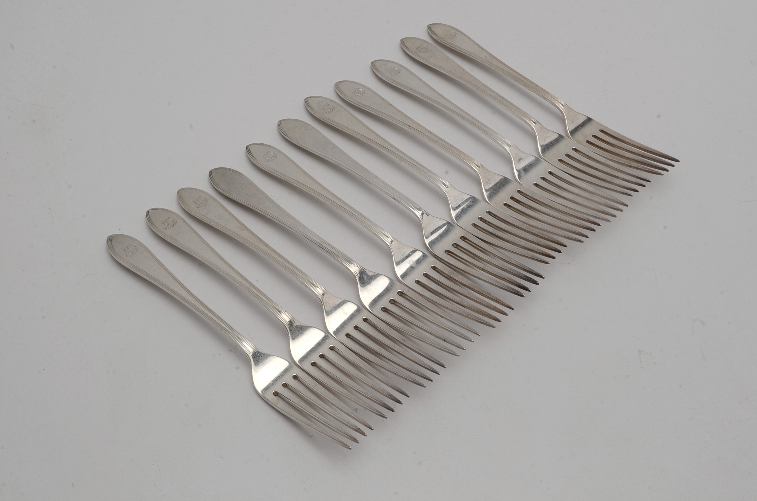 Tiffany & Co. "Reeded Edge" Sterling Flatware, Eighty-Six Pieces in Total