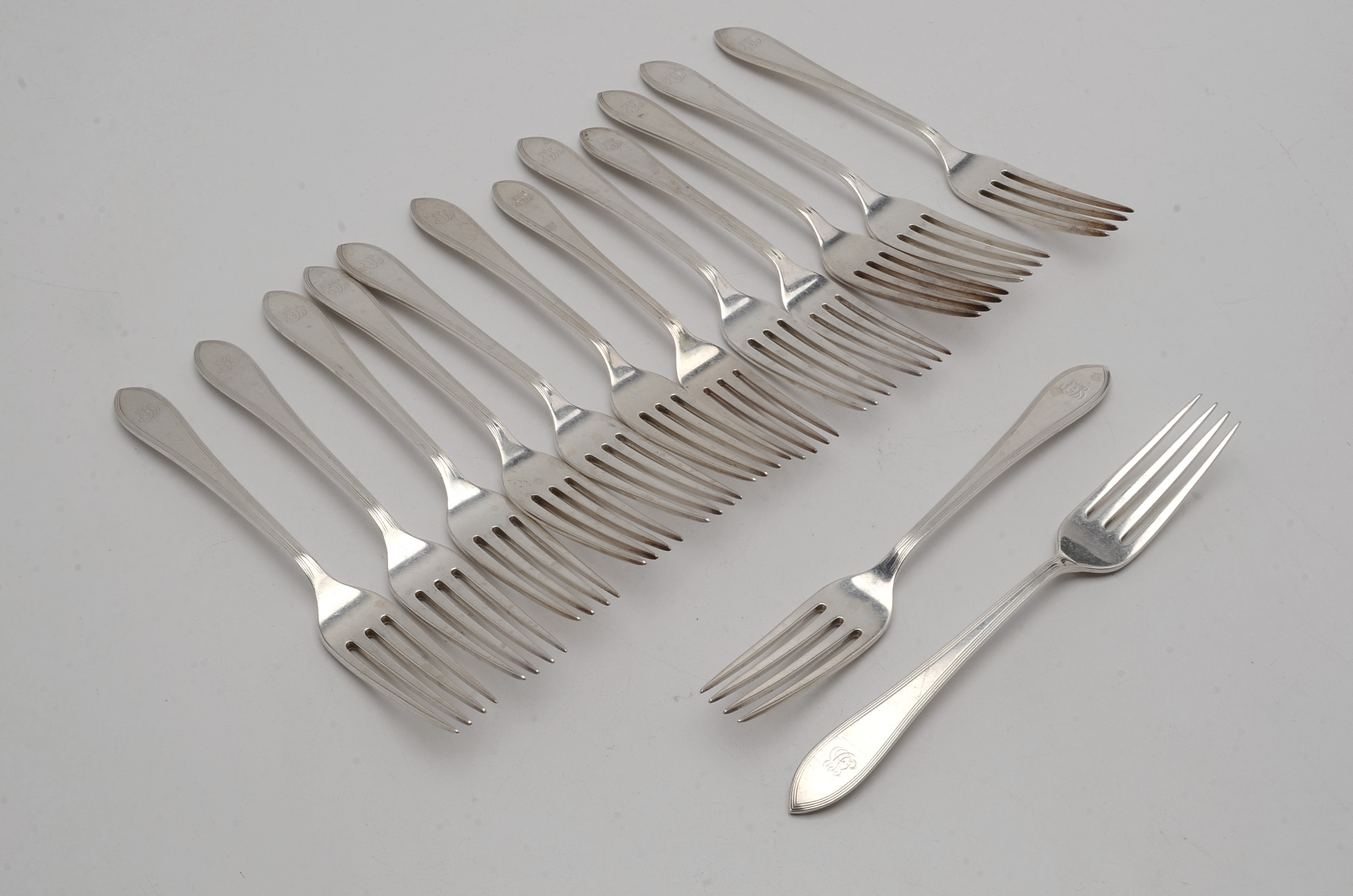 Tiffany & Co. "Reeded Edge" Sterling Flatware, Eighty-Six Pieces in Total