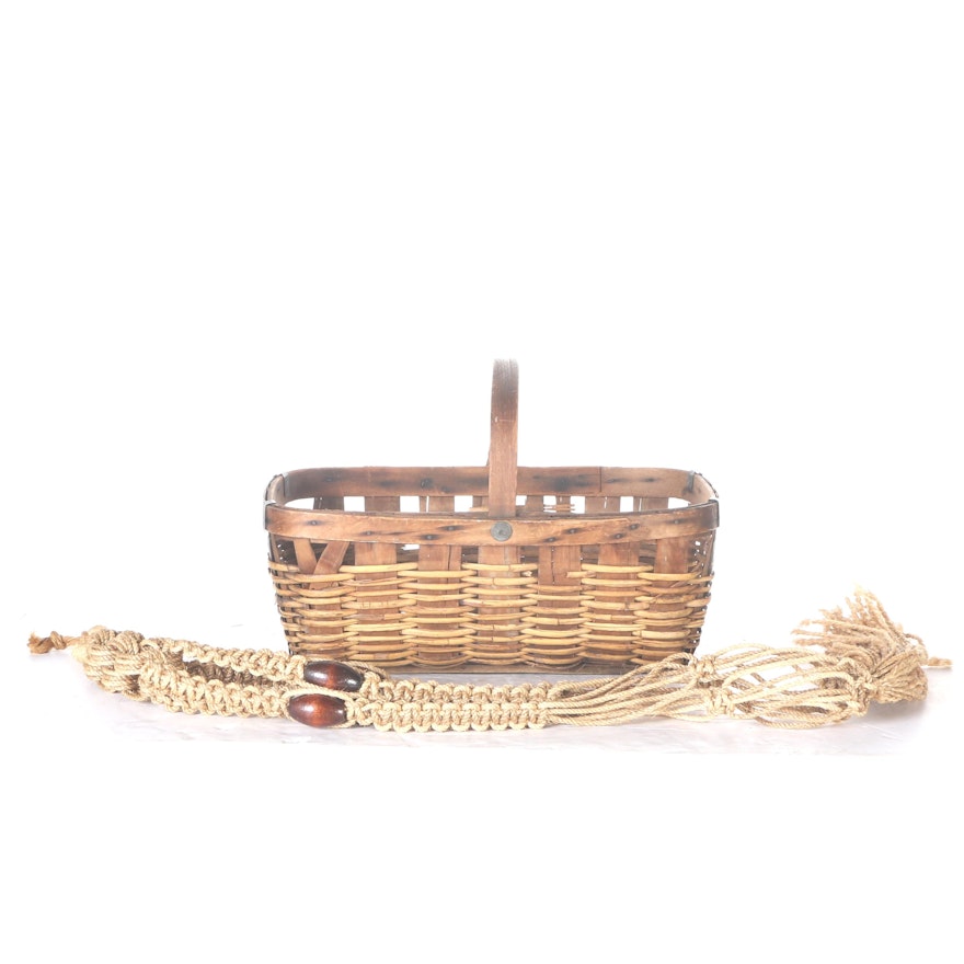 Woven Basket and Jute Plant Holder