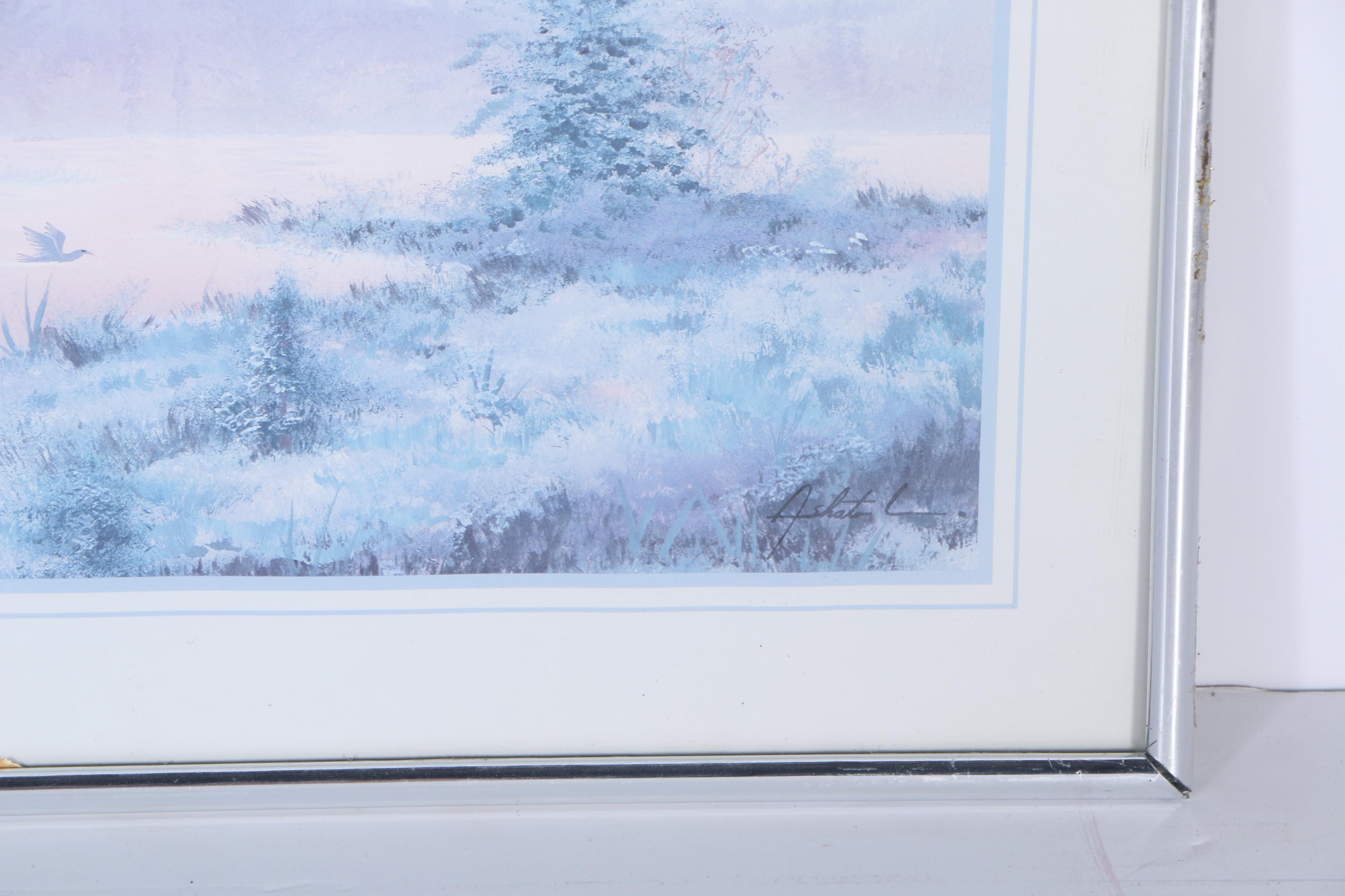 Ashato L. Offset Lithograph of Winter Landscape