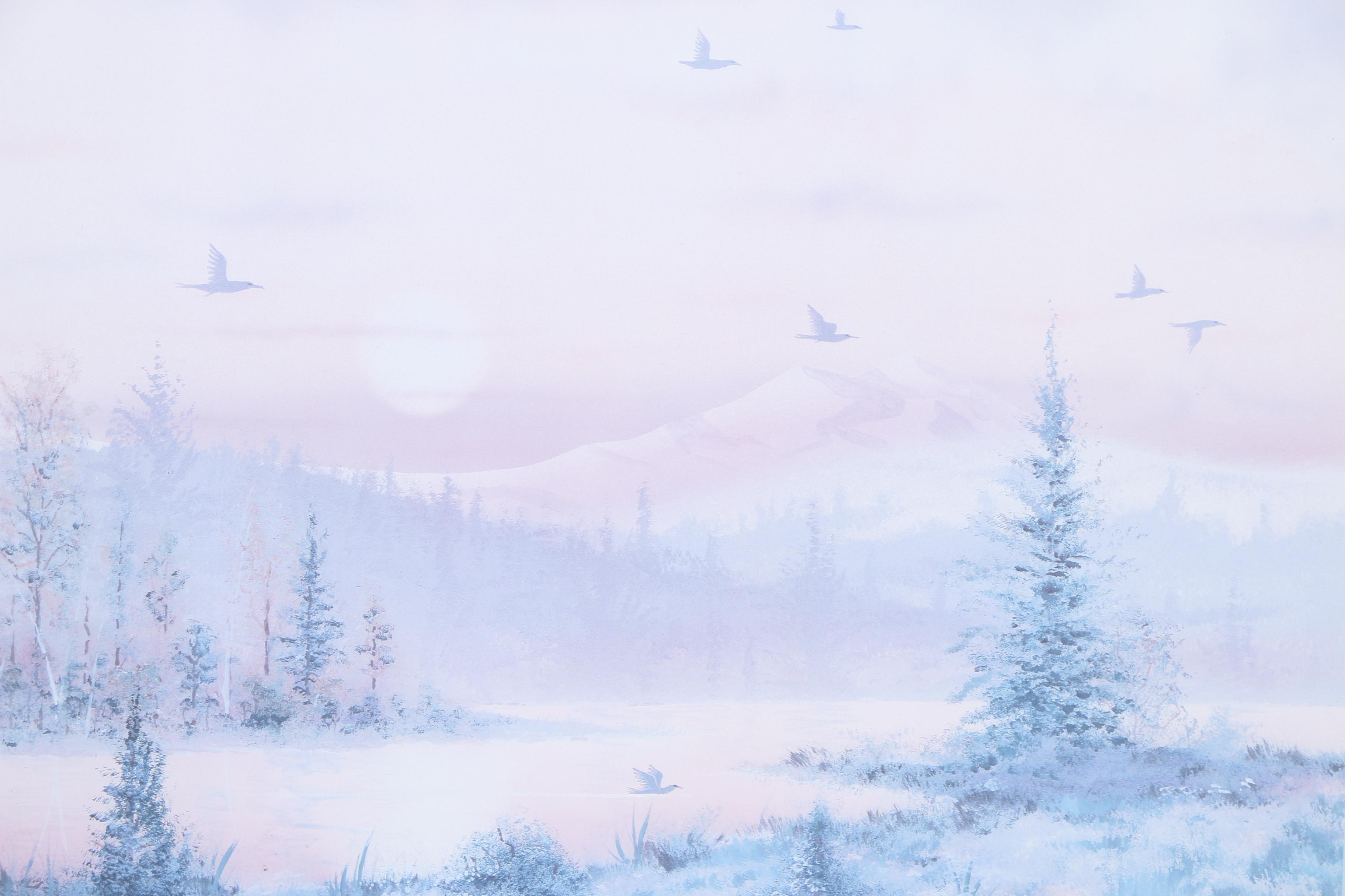 Ashato L. Offset Lithograph of Winter Landscape