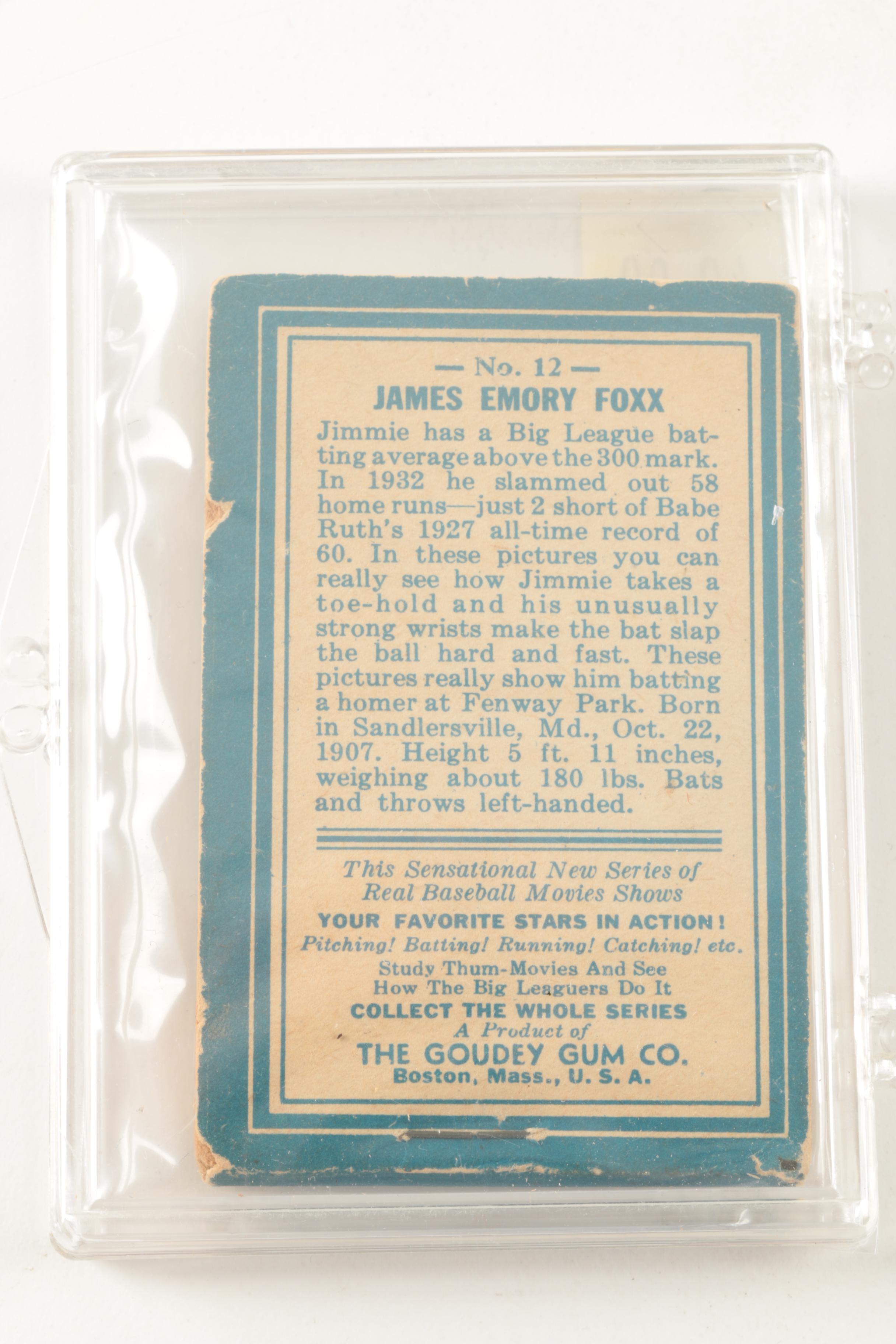 Goudey Gum Big League Baseball Movie Cards Featuring Jimmie Fox and Mel Ott