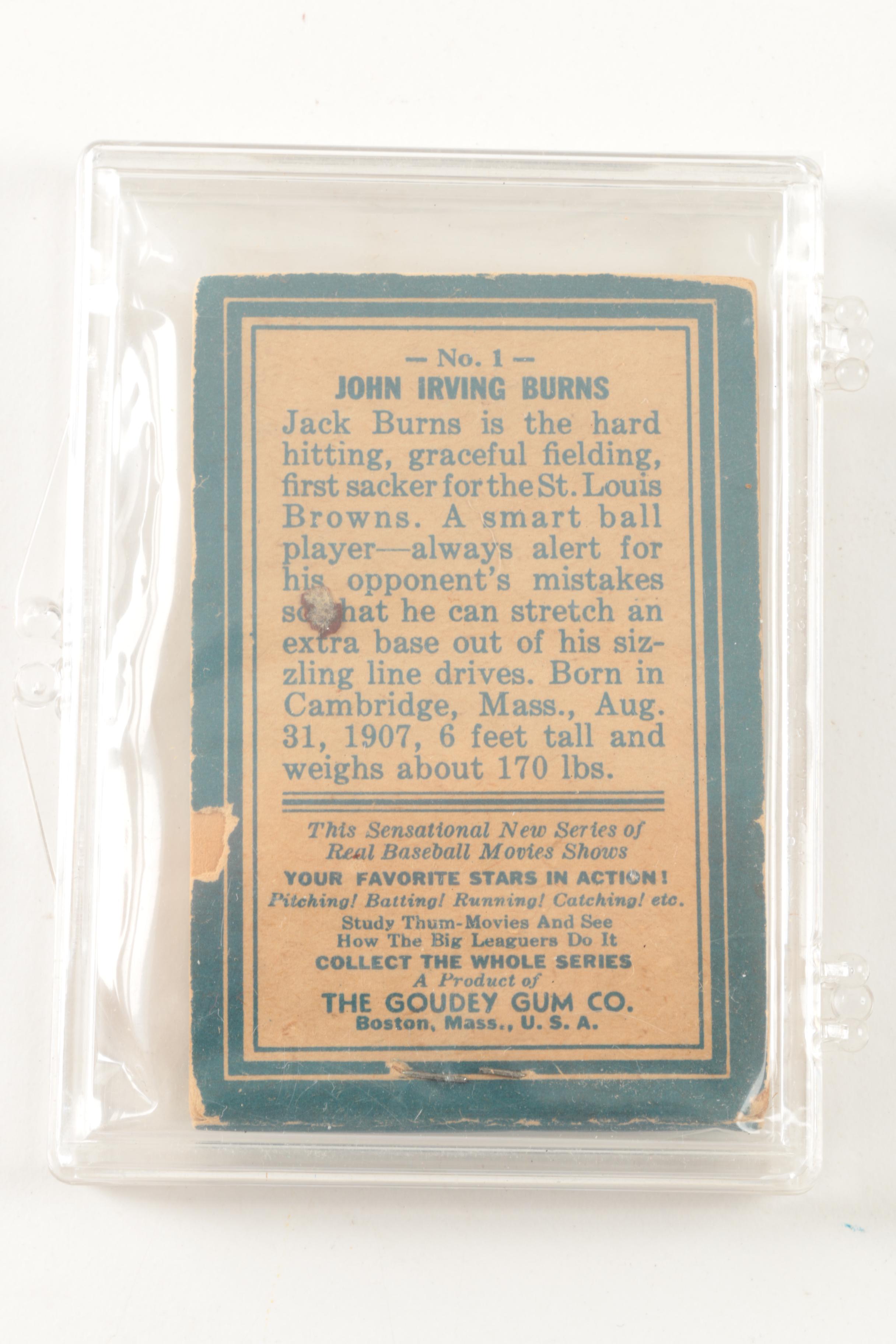 Goudey Gum Big League Baseball Movie Cards Featuring Jimmie Fox and Mel Ott