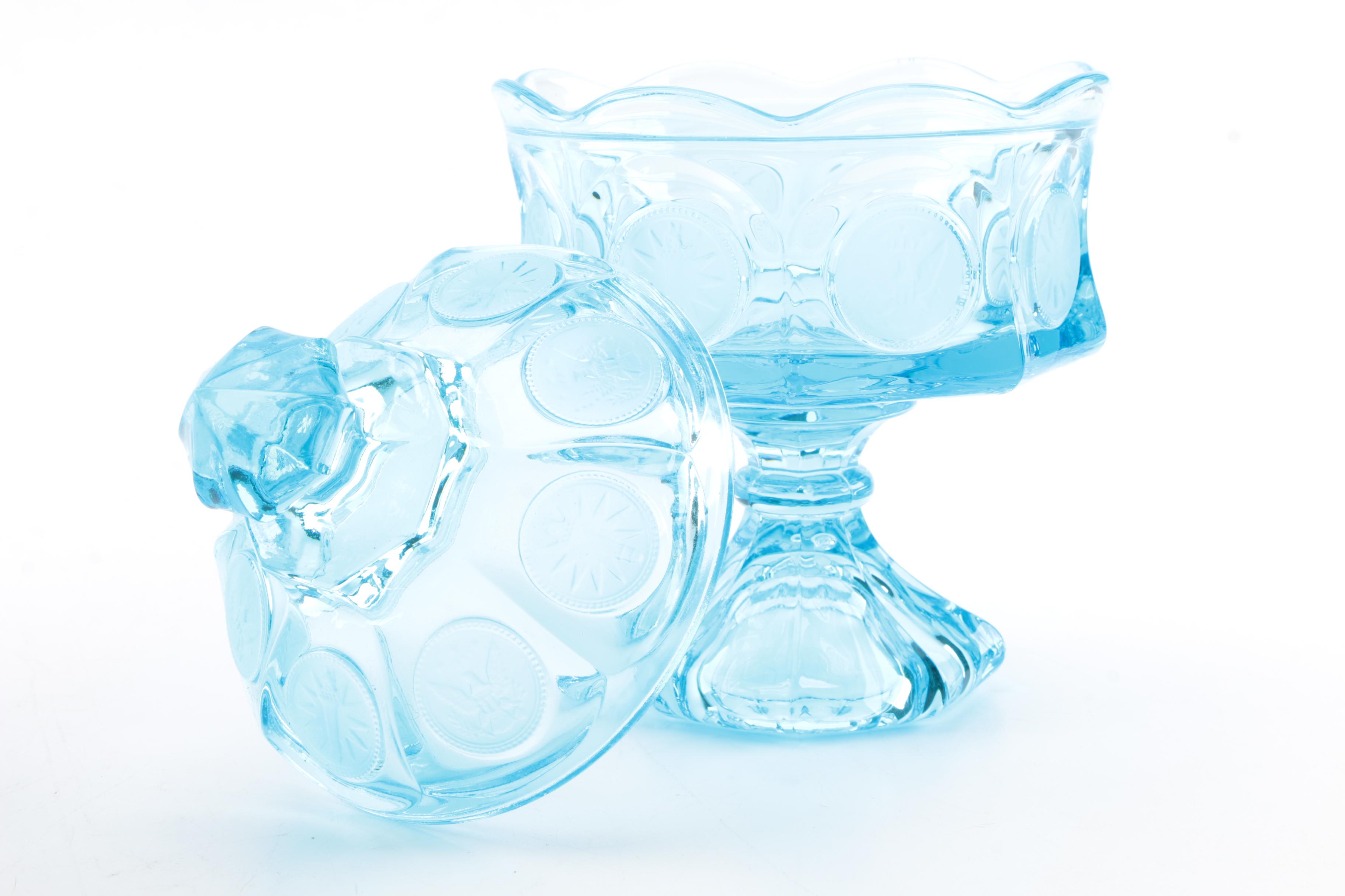 Vintage Pressed Glass Lidded Storage Jars including "Moon and Stars"