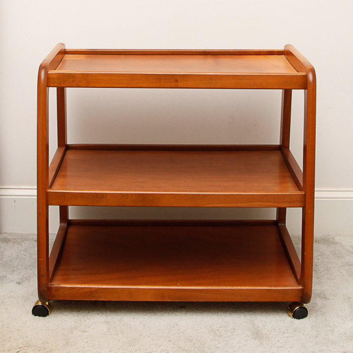 Modern Wooden Shelving Unit on Caster Wheels
