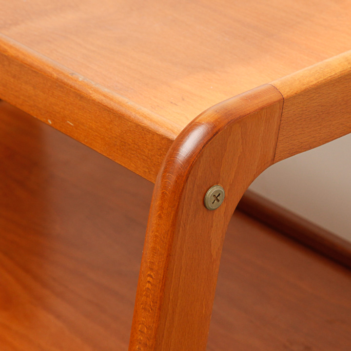 Modern Wooden Shelving Unit on Caster Wheels