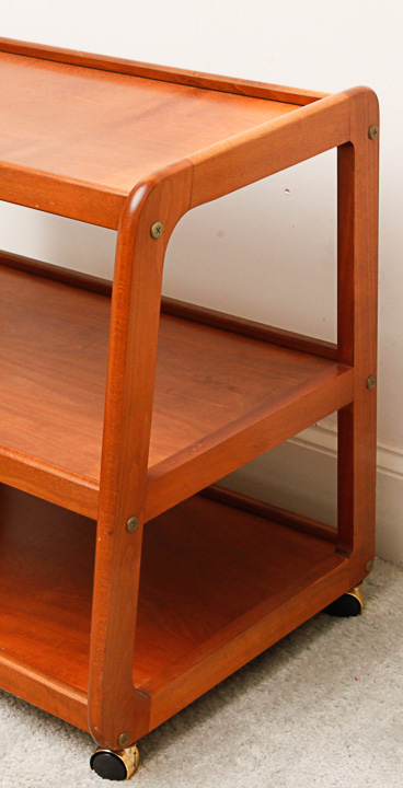Modern Wooden Shelving Unit on Caster Wheels