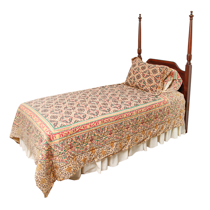 Federal Style  Mahogany Twin-Size Headboard and Metal Mattress Frame