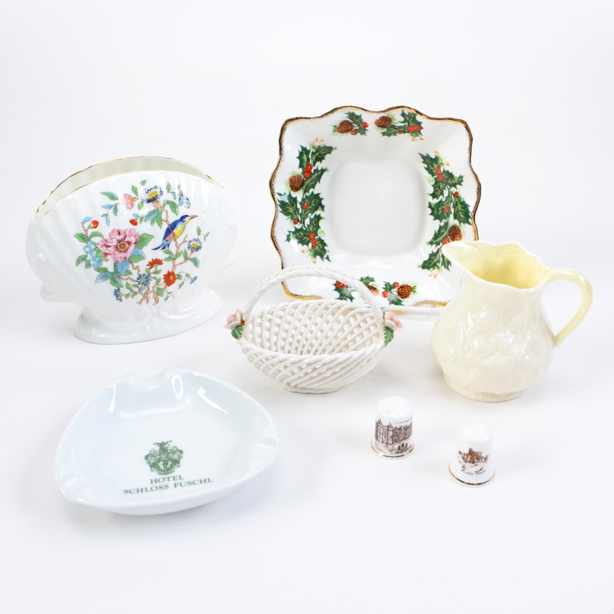 Assortment of Ceramic and Porcelain Giftware Featuring Aynsley and Belleek