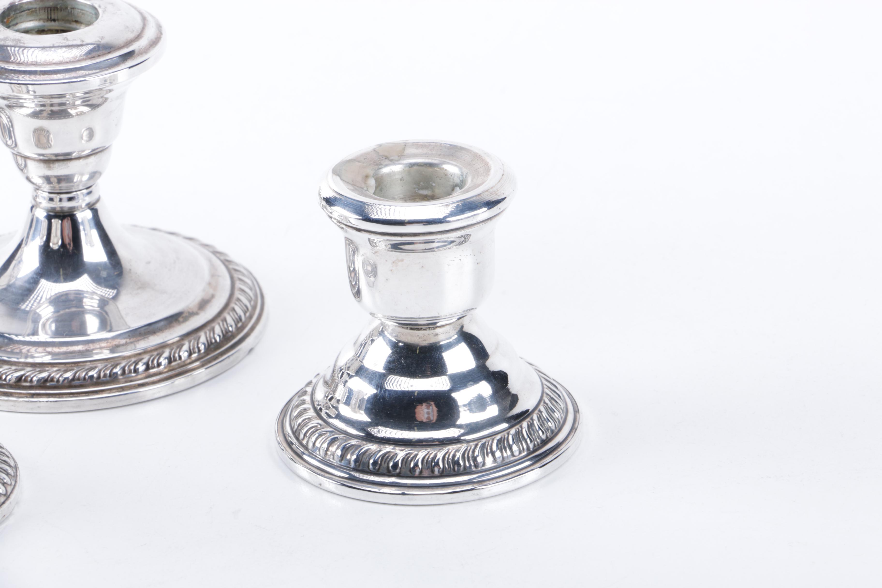 National Silver Company Weighted Sterling Candleholders and Other Candleholders
