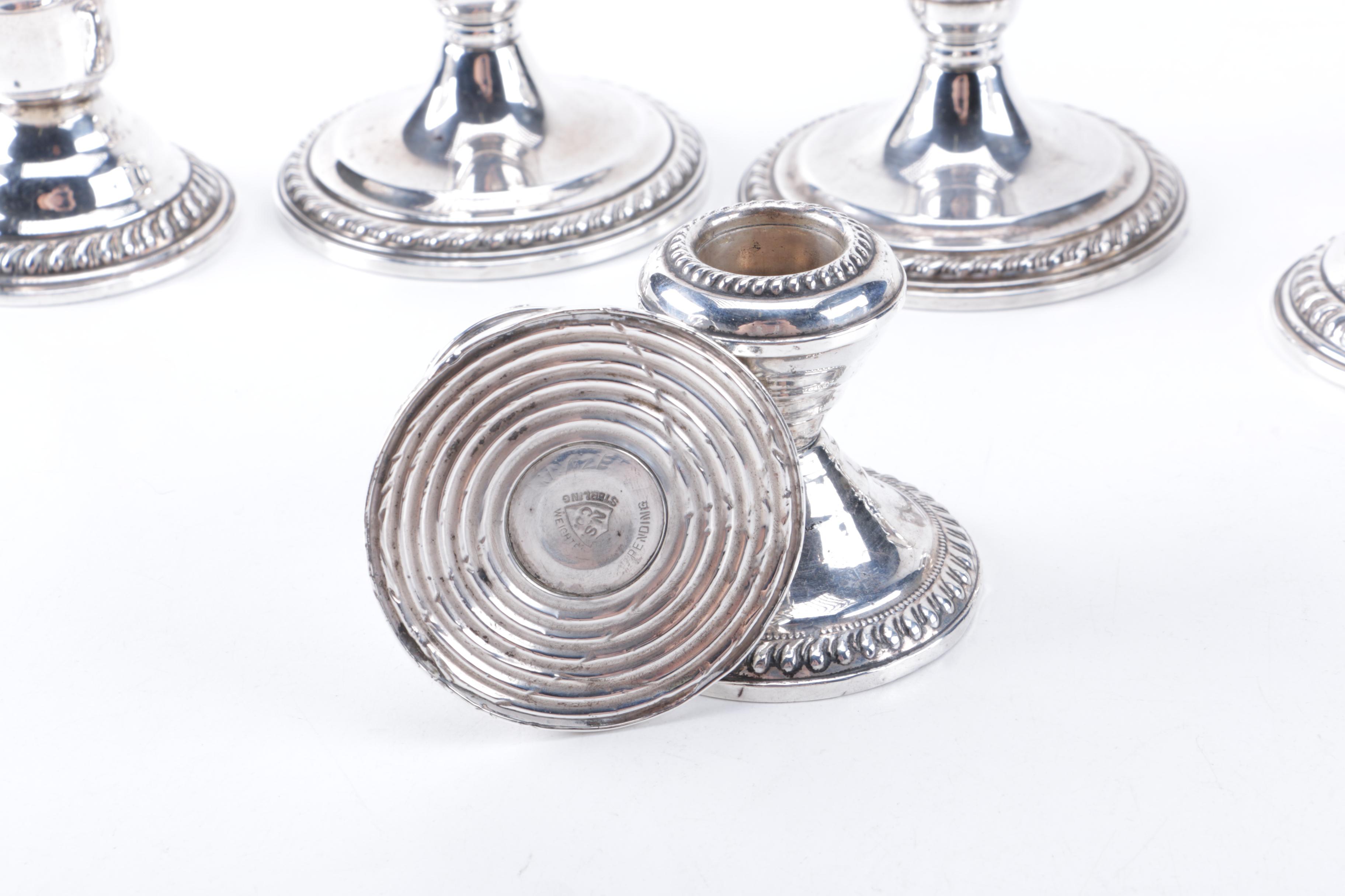 National Silver Company Weighted Sterling Candleholders and Other Candleholders