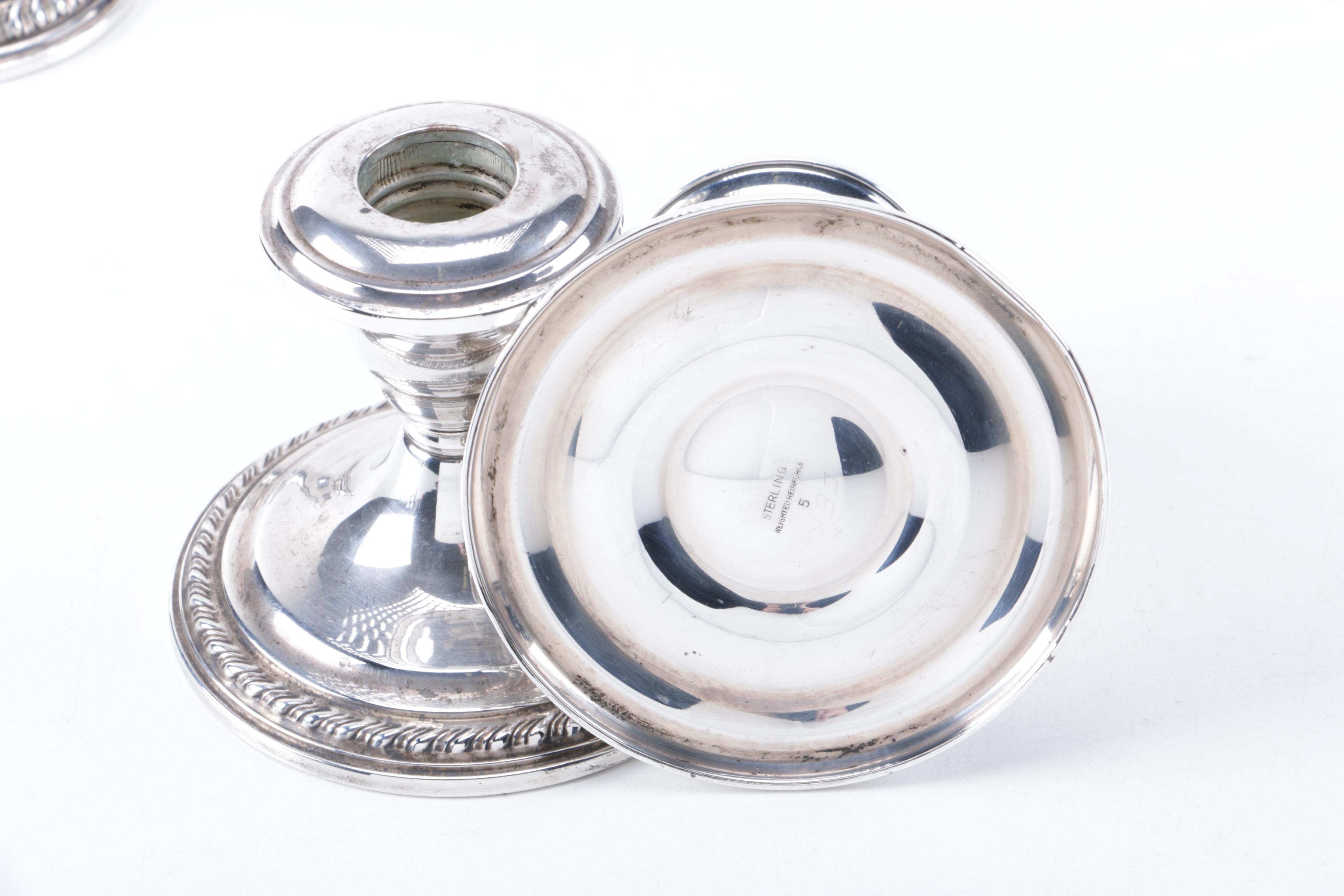 National Silver Company Weighted Sterling Candleholders and Other Candleholders