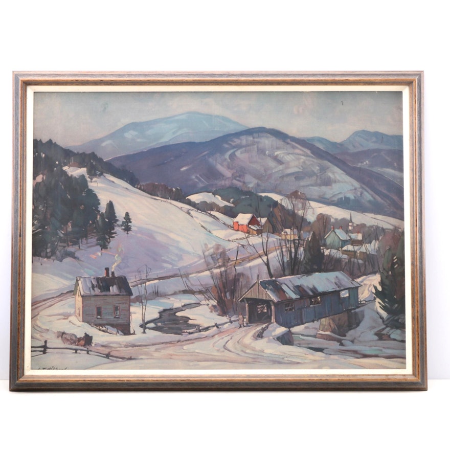 After Aldro Hibbard Offset Lithograph "Winter, Vermont"