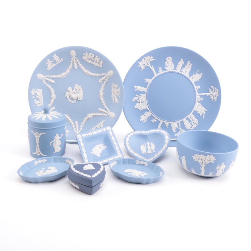 Generous Collection of Wedgwood Blue Jasperware