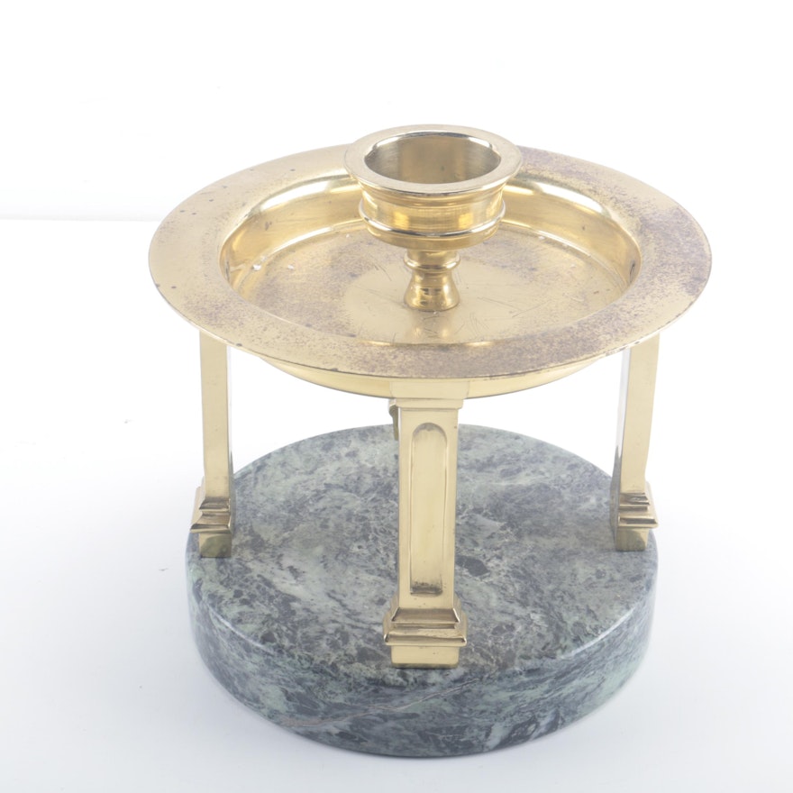 Italian Metal and Stone Candle Holder