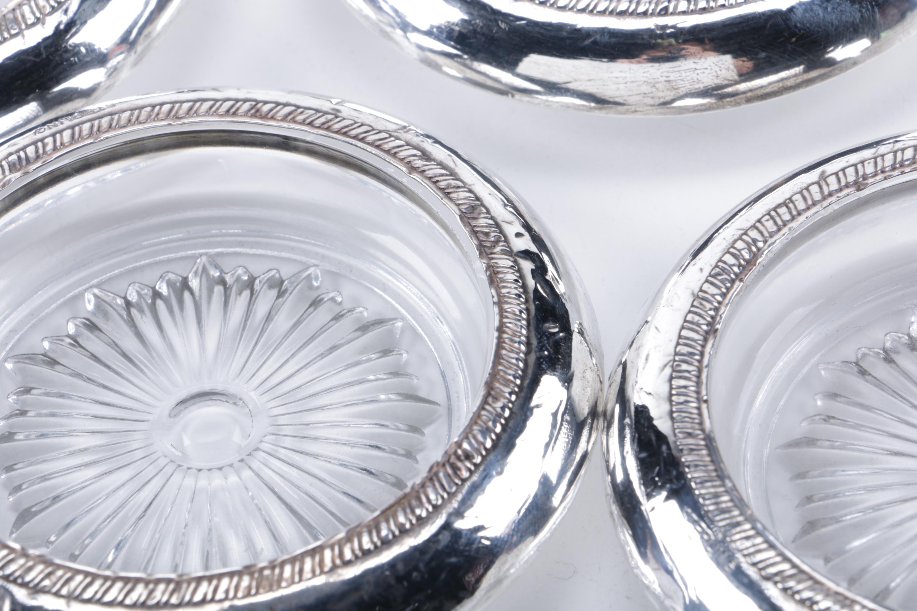 Set of Laben Sterling Silver Rimmed Coasters and Ashtrays