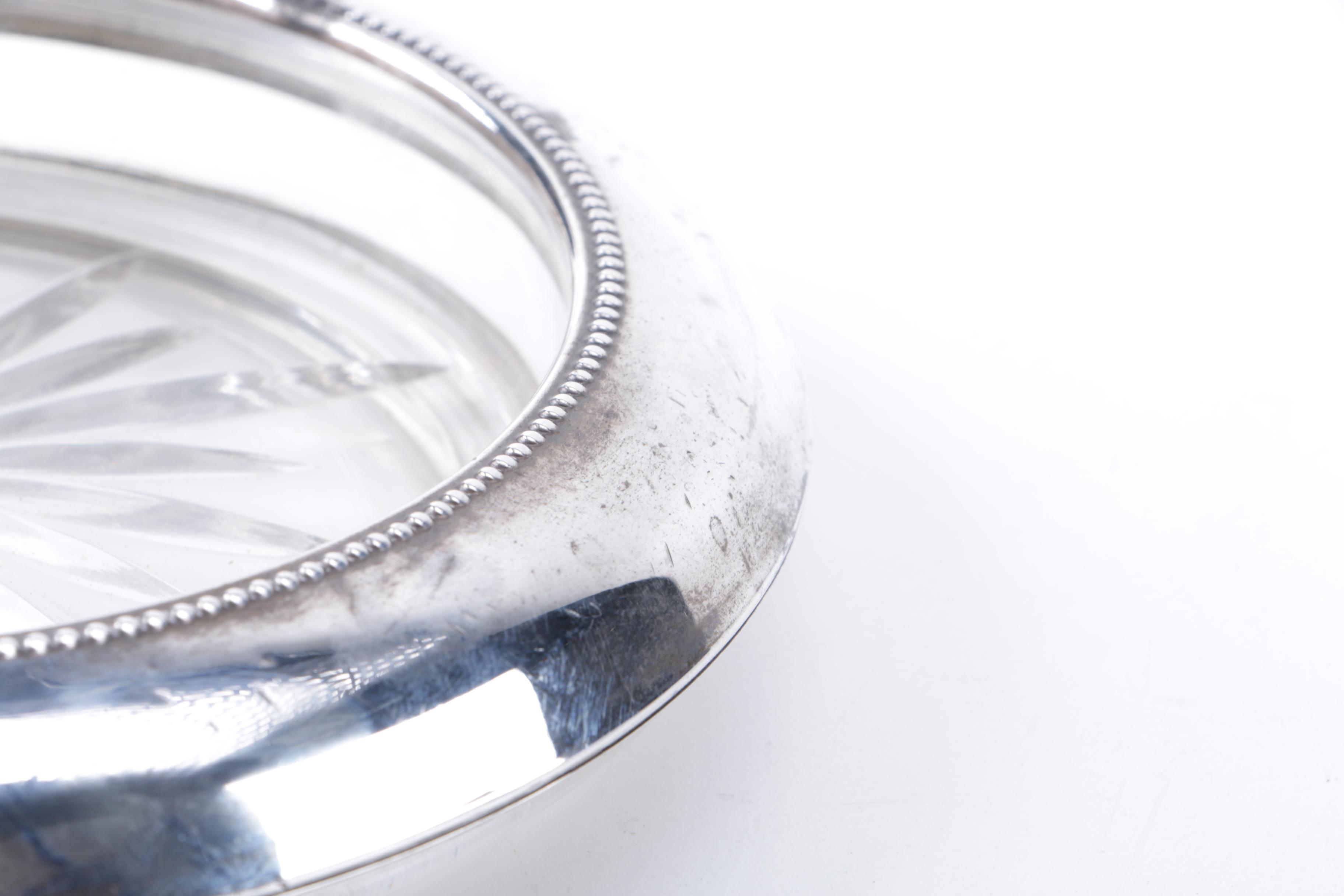 Set of Laben Sterling Silver Rimmed Coasters and Ashtrays