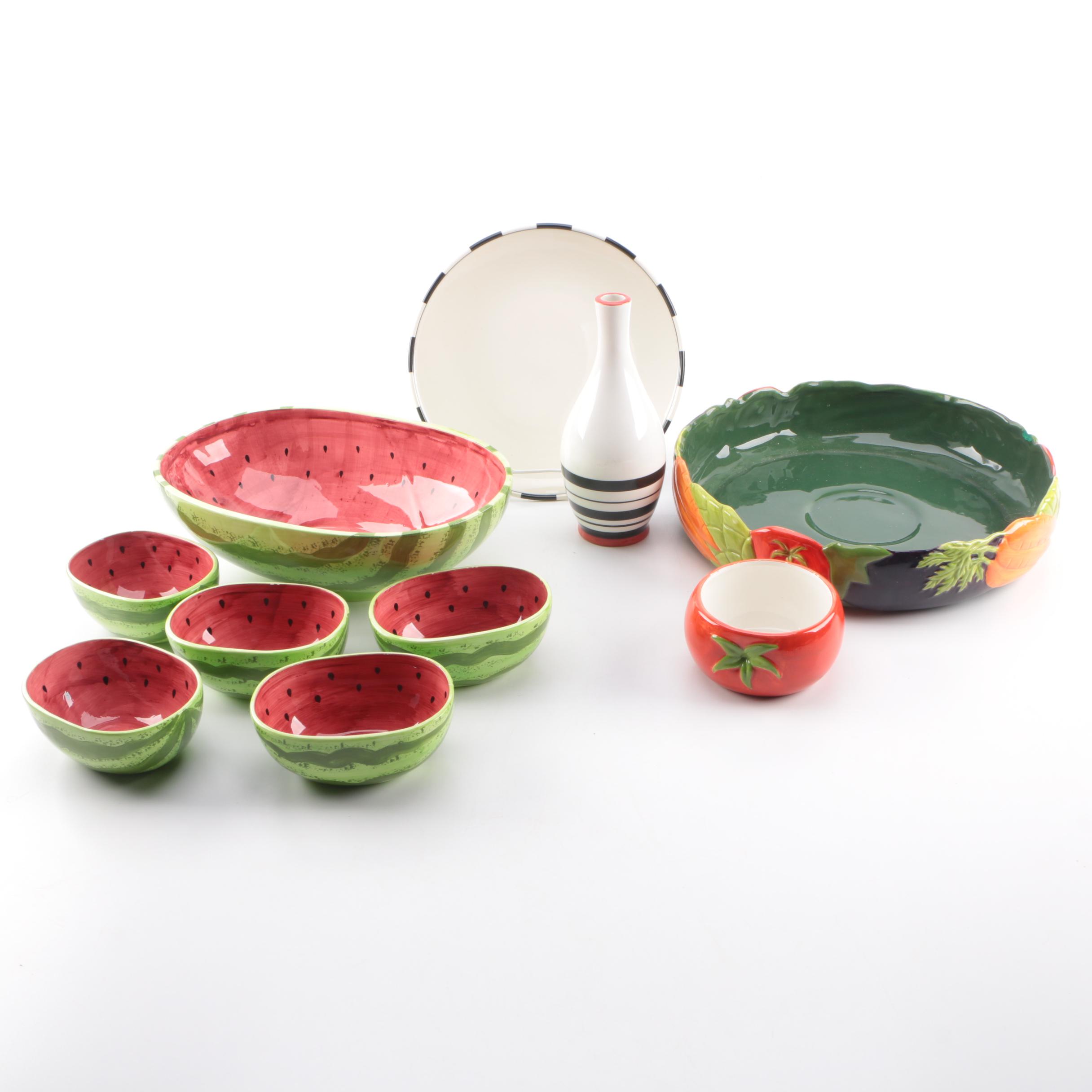 Assortment of Hand Painted Ceramic Tableware