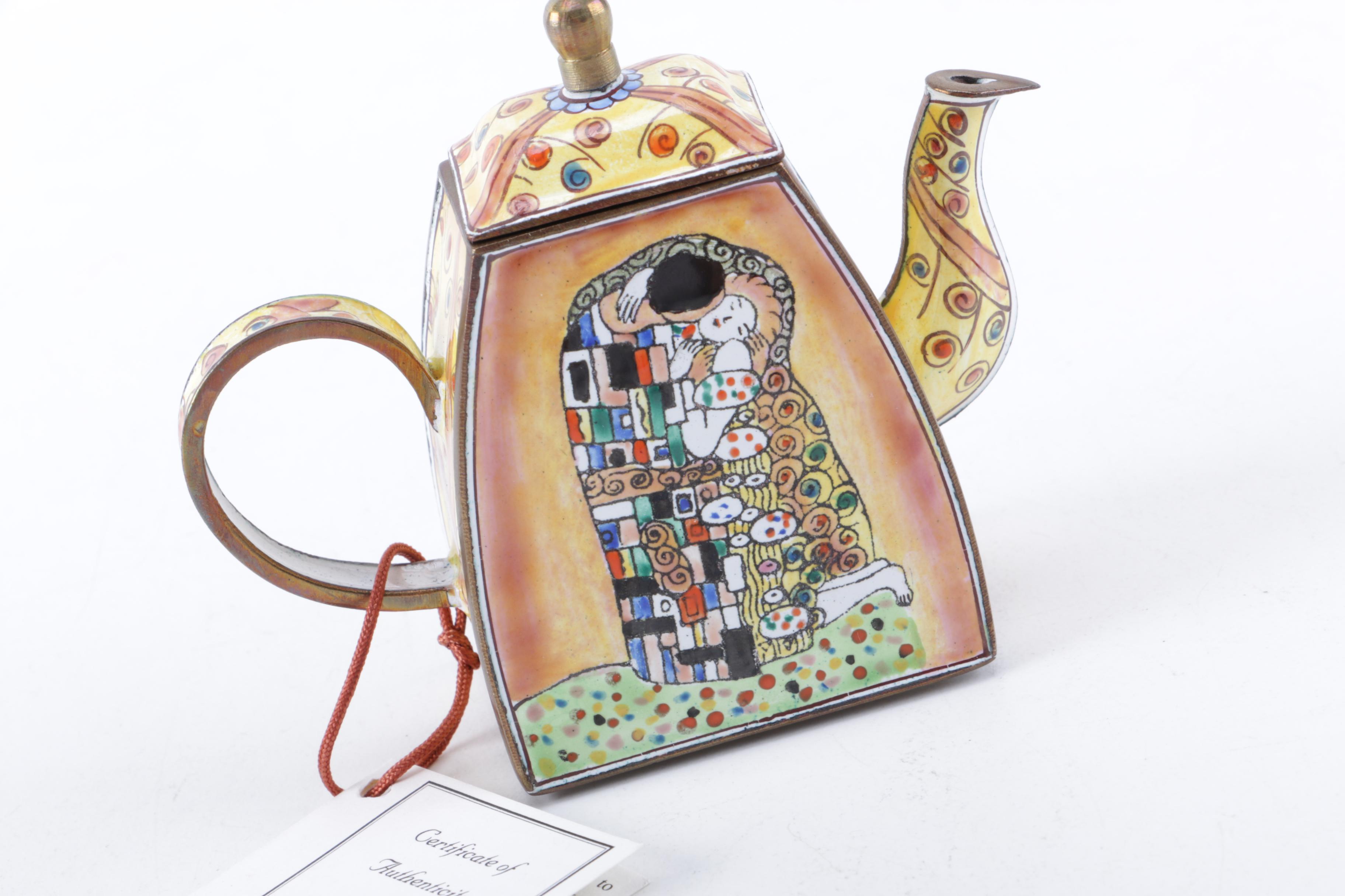 Pair of Modigliani Enameled Teapots with Kevin Chen COA