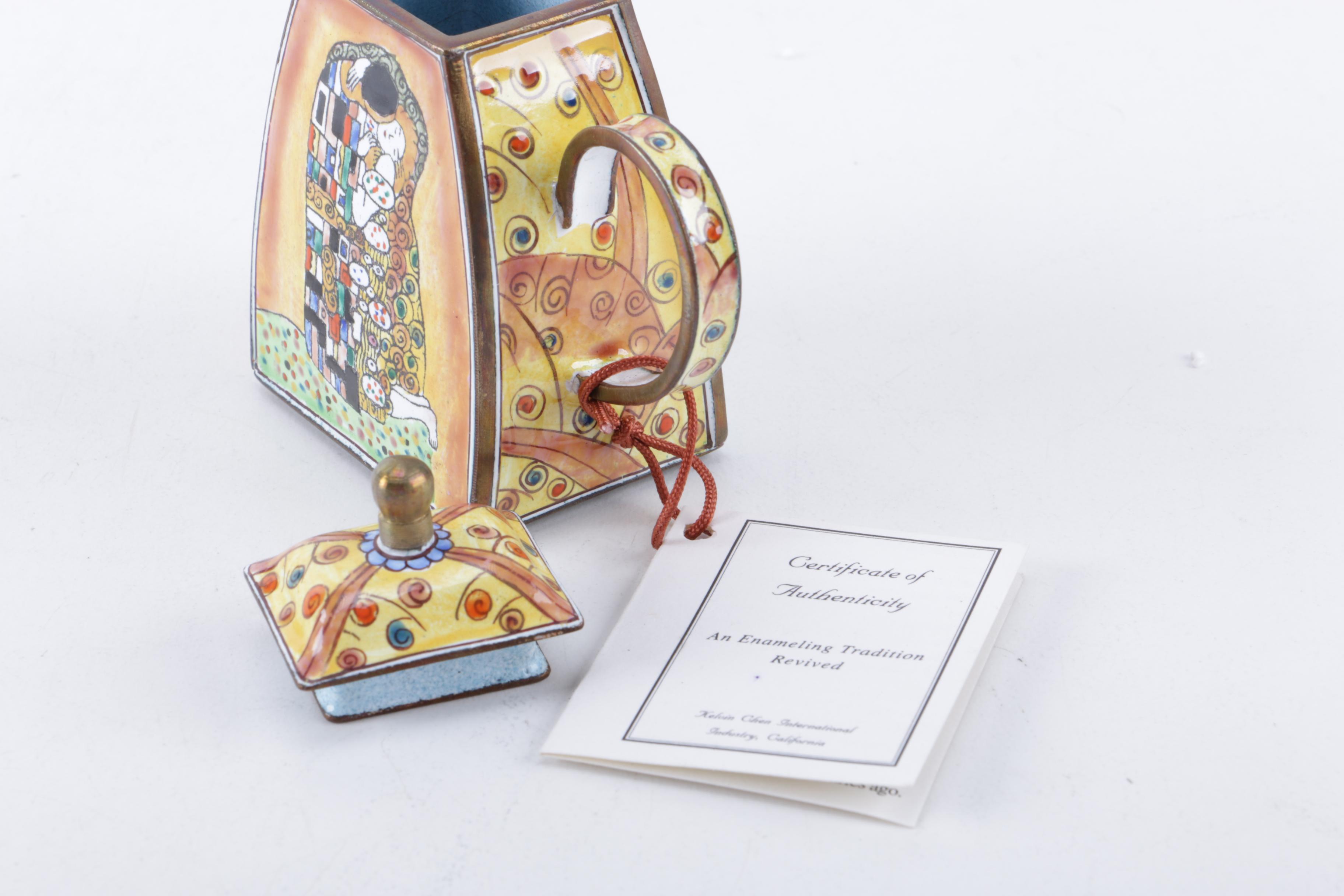 Pair of Modigliani Enameled Teapots with Kevin Chen COA