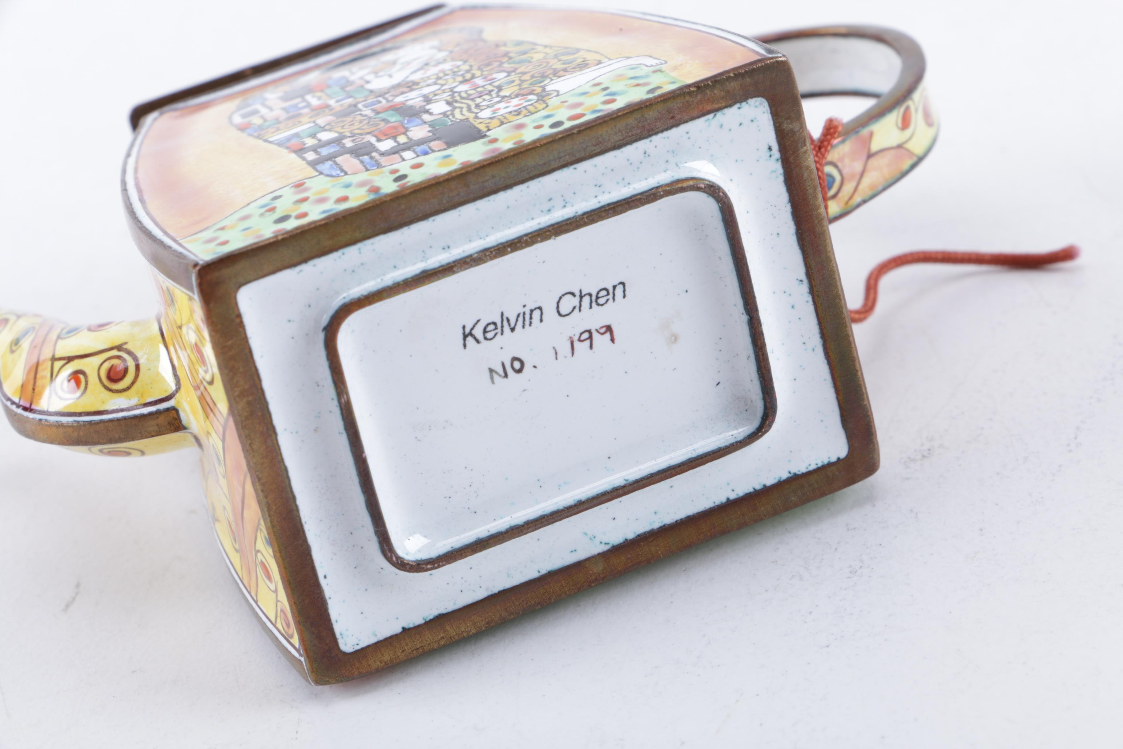 Pair of Modigliani Enameled Teapots with Kevin Chen COA