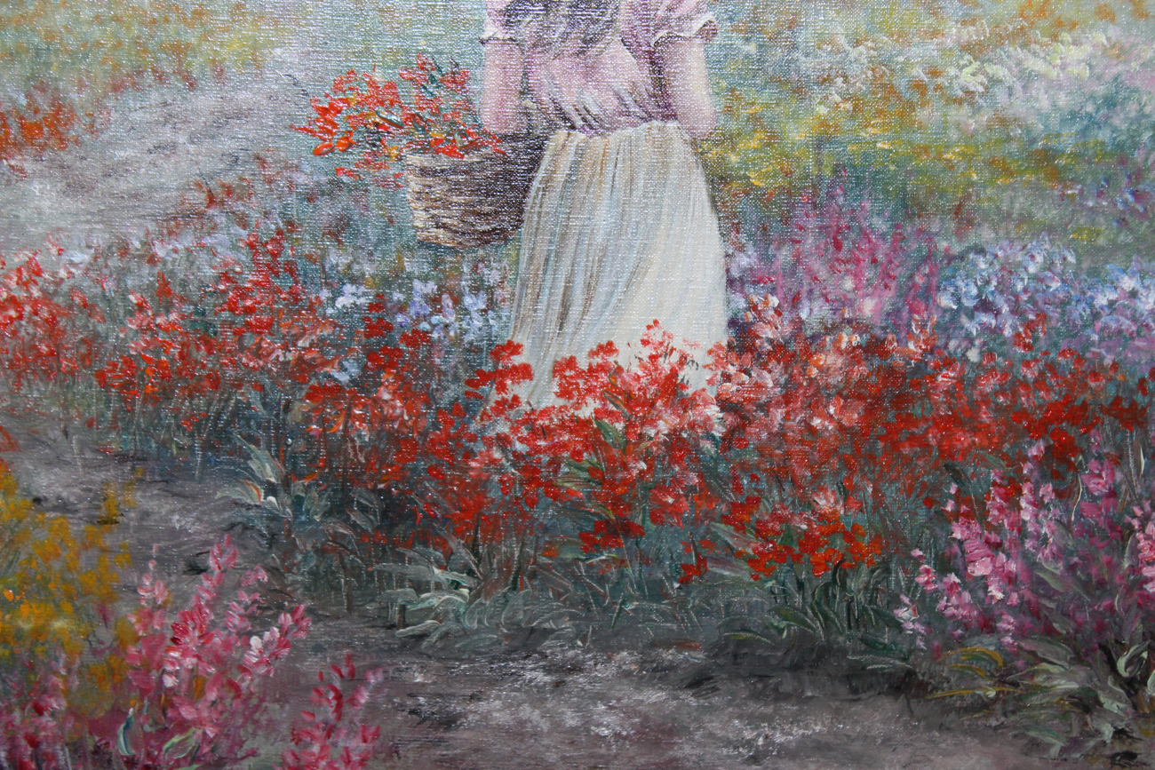 Ernestine Bucking Oil on Canvas "Picking Wildflowers"