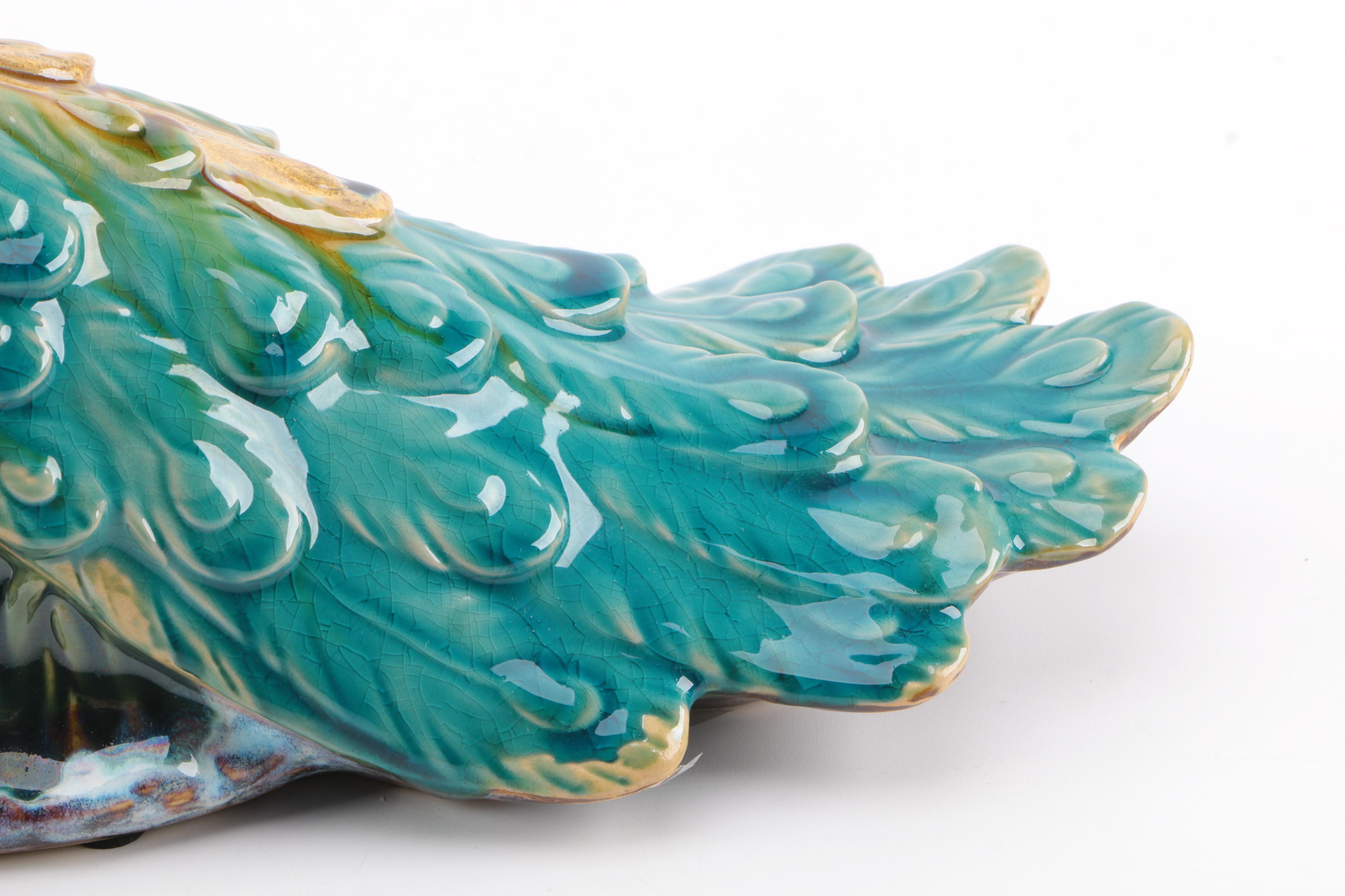 Ceramic Peacock Figurine Pair