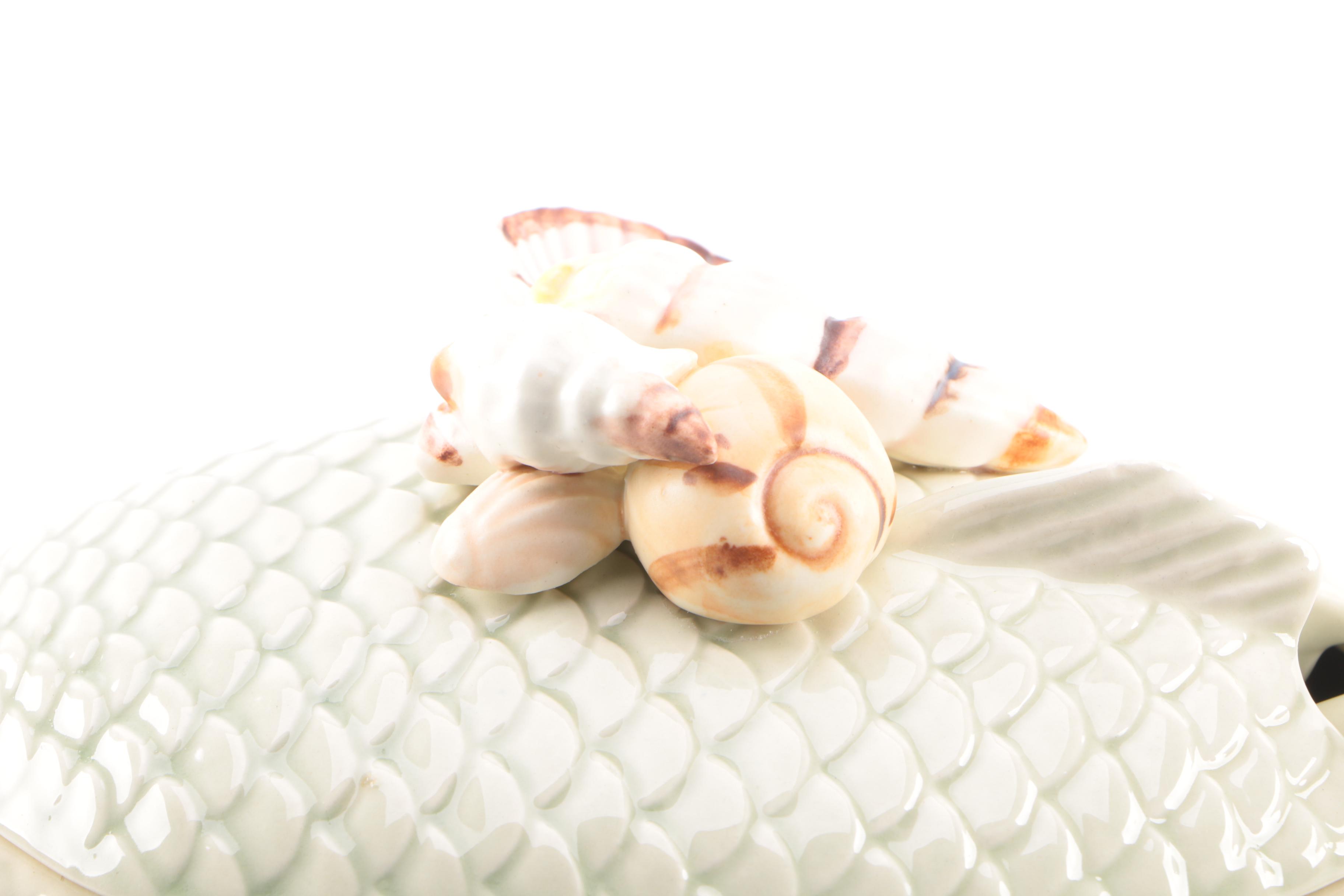 Ceramic Fish Soup Tureen and Ladle