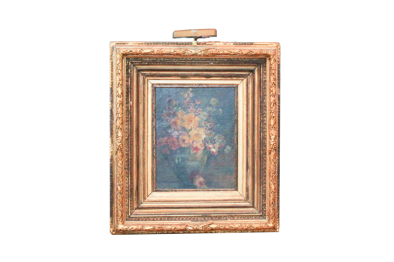 Antique Oil on Panel Floral Still Life