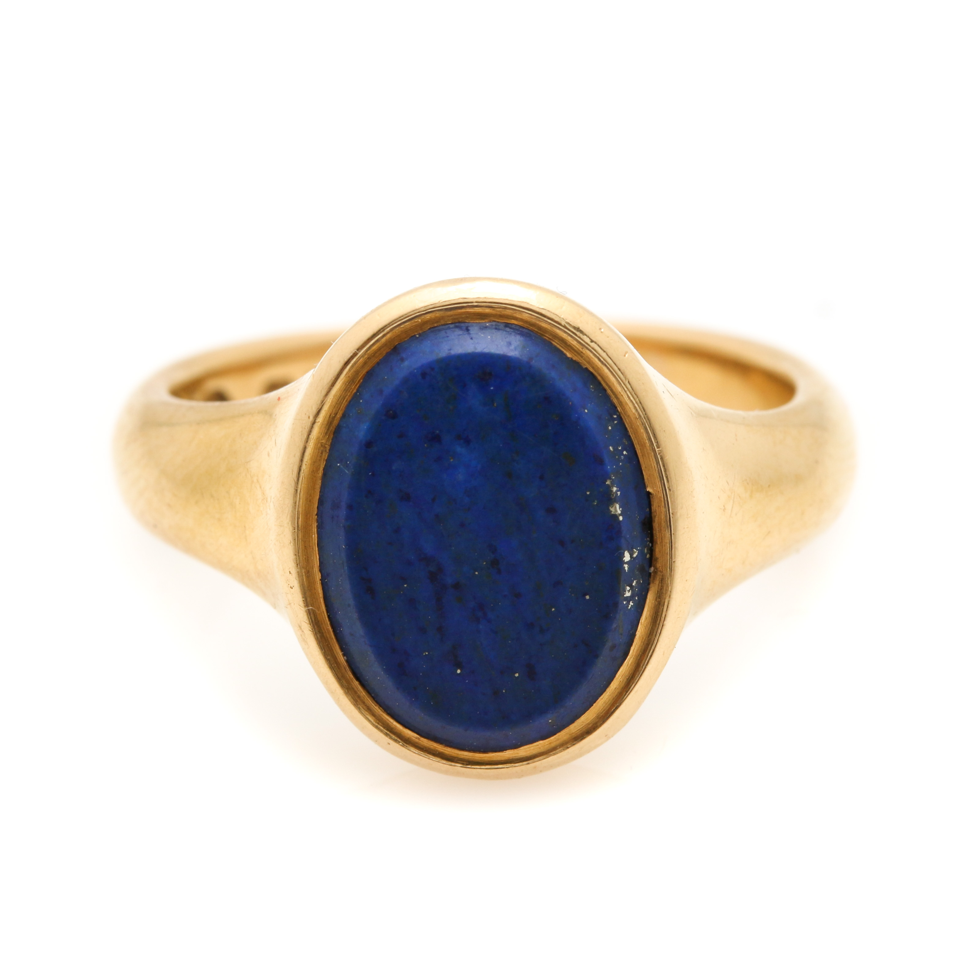 Circa 1918 Deakin & Francis English 18K Yellow Gold Lapis Lazuli Ring
