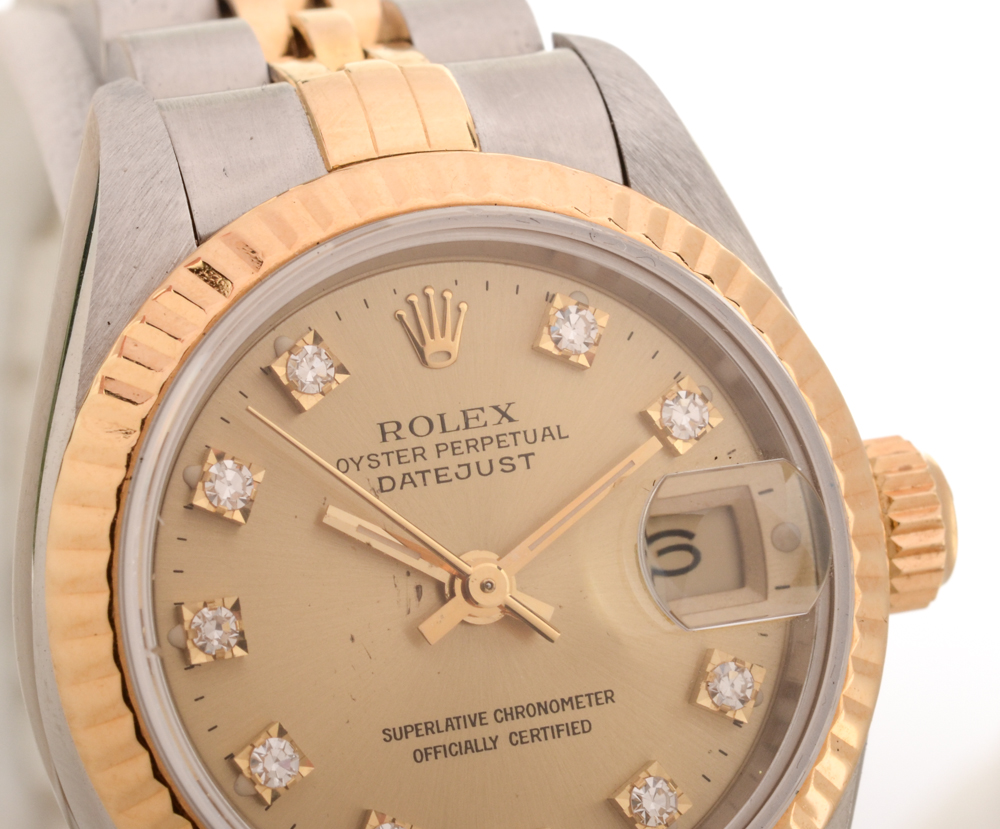 18K Yellow Gold and Stainless Steel Rolex Datejust Diamond 26mm Watch