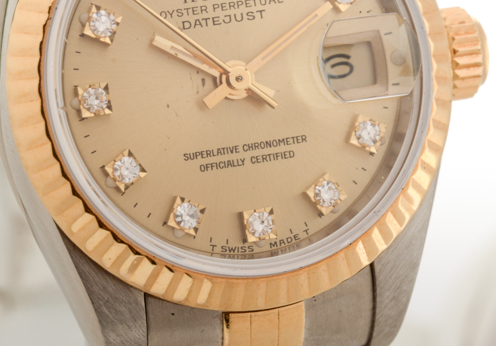 18K Yellow Gold and Stainless Steel Rolex Datejust Diamond 26mm Watch