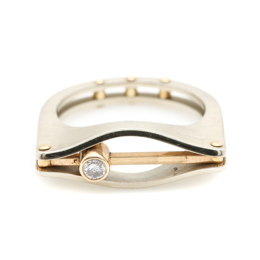 14K White and Yellow Gold Diamond Ring