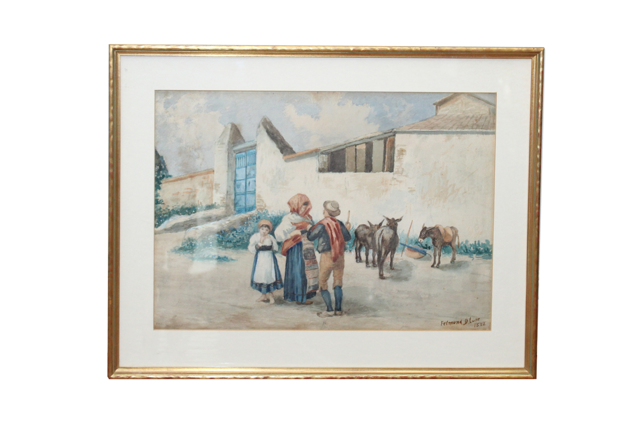 Antique Felmund D. Lune Watercolor on Paper