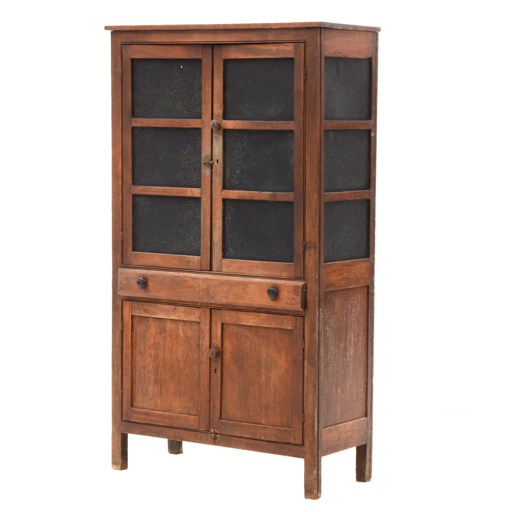 Antique Stained Poplar Pie Safe