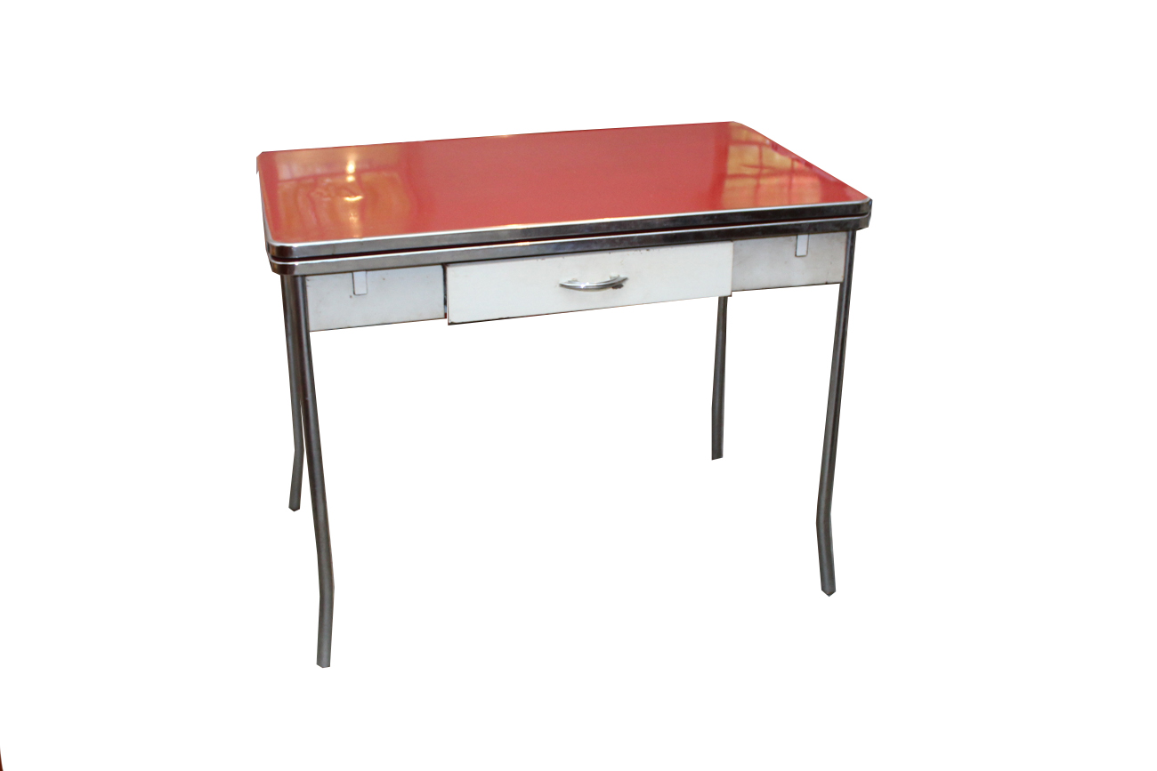Vintage Mid-Century Metal Draw-Leaf Table by Howell