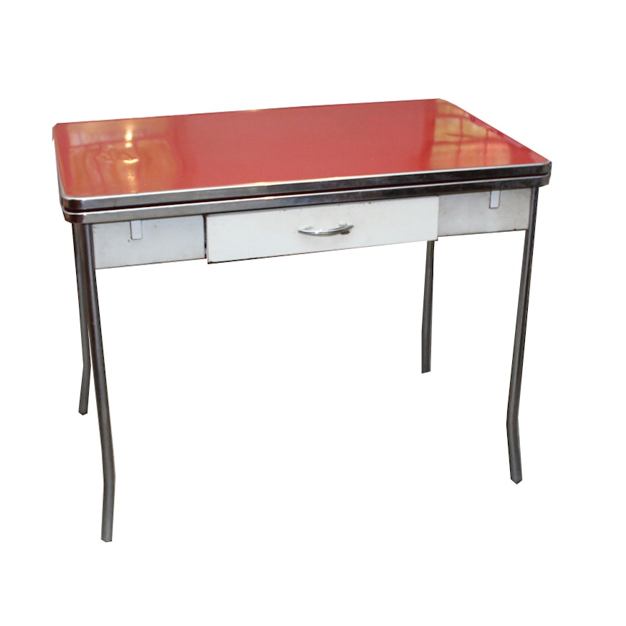 Vintage Mid-Century Metal Draw-Leaf Table by Howell