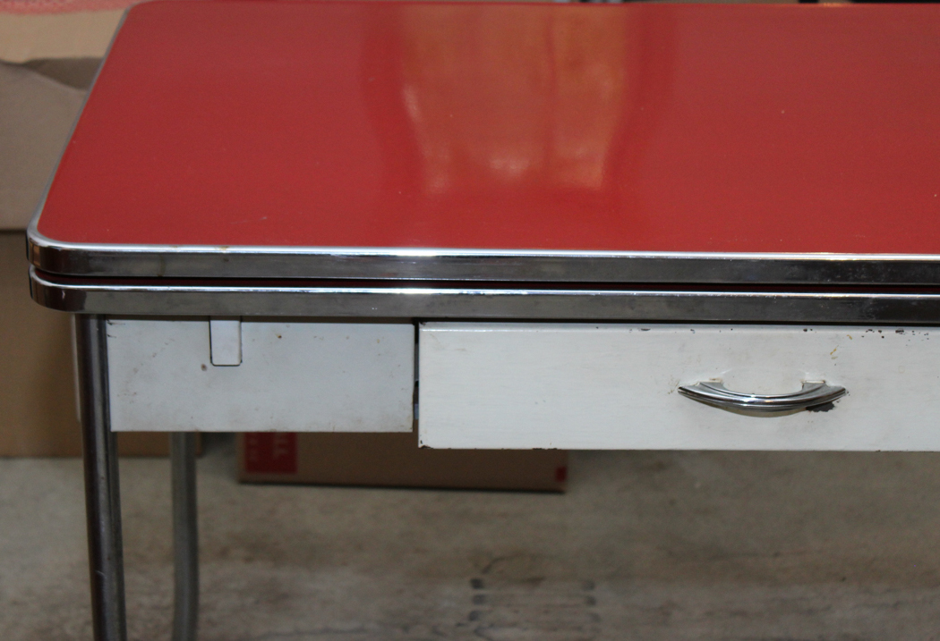 Vintage Mid-Century Metal Draw-Leaf Table by Howell