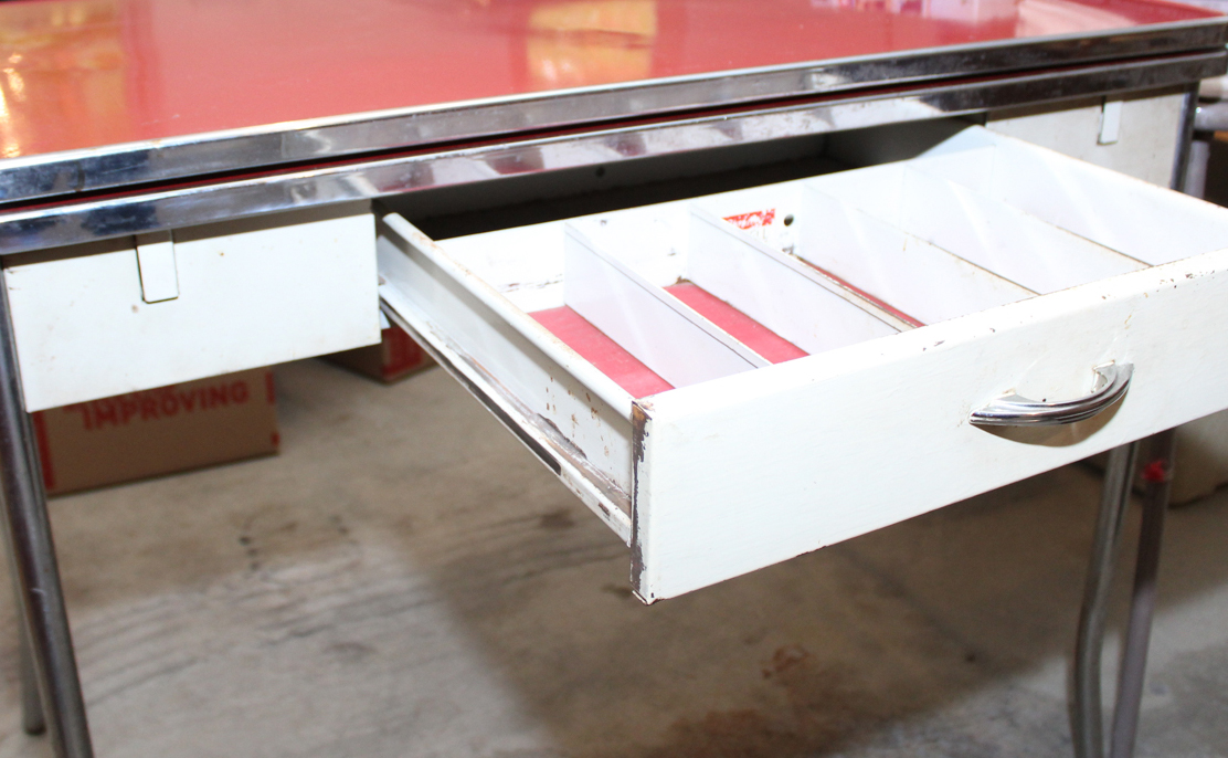 Vintage Mid-Century Metal Draw-Leaf Table by Howell