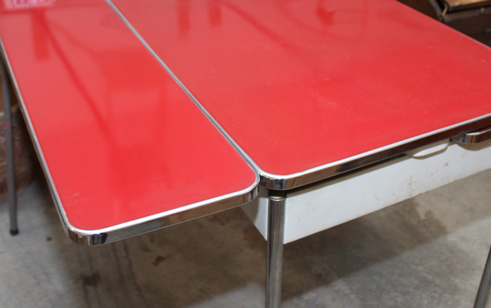 Vintage Mid-Century Metal Draw-Leaf Table by Howell