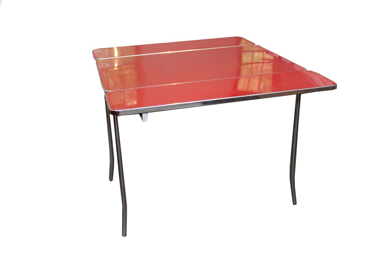 Vintage Mid-Century Metal Draw-Leaf Table by Howell