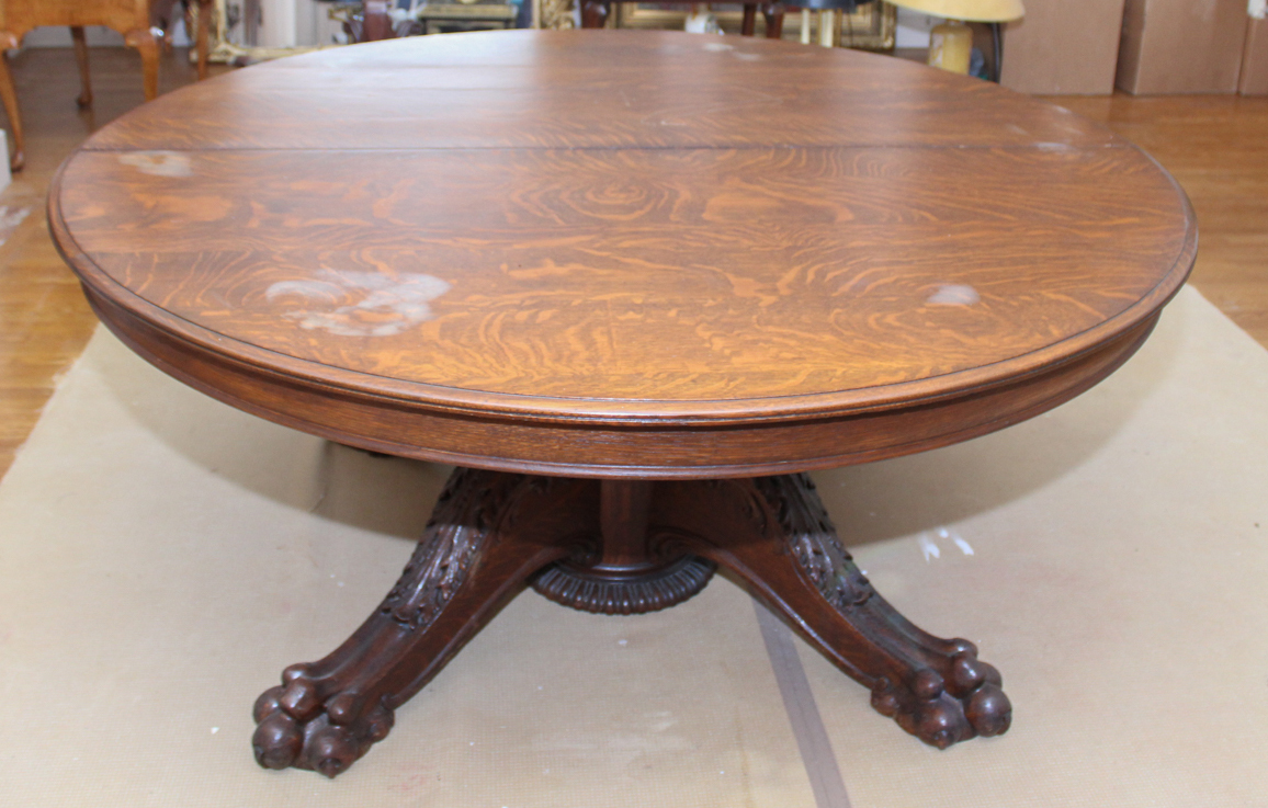 Antique Flame-Grained Oak Extension Table
