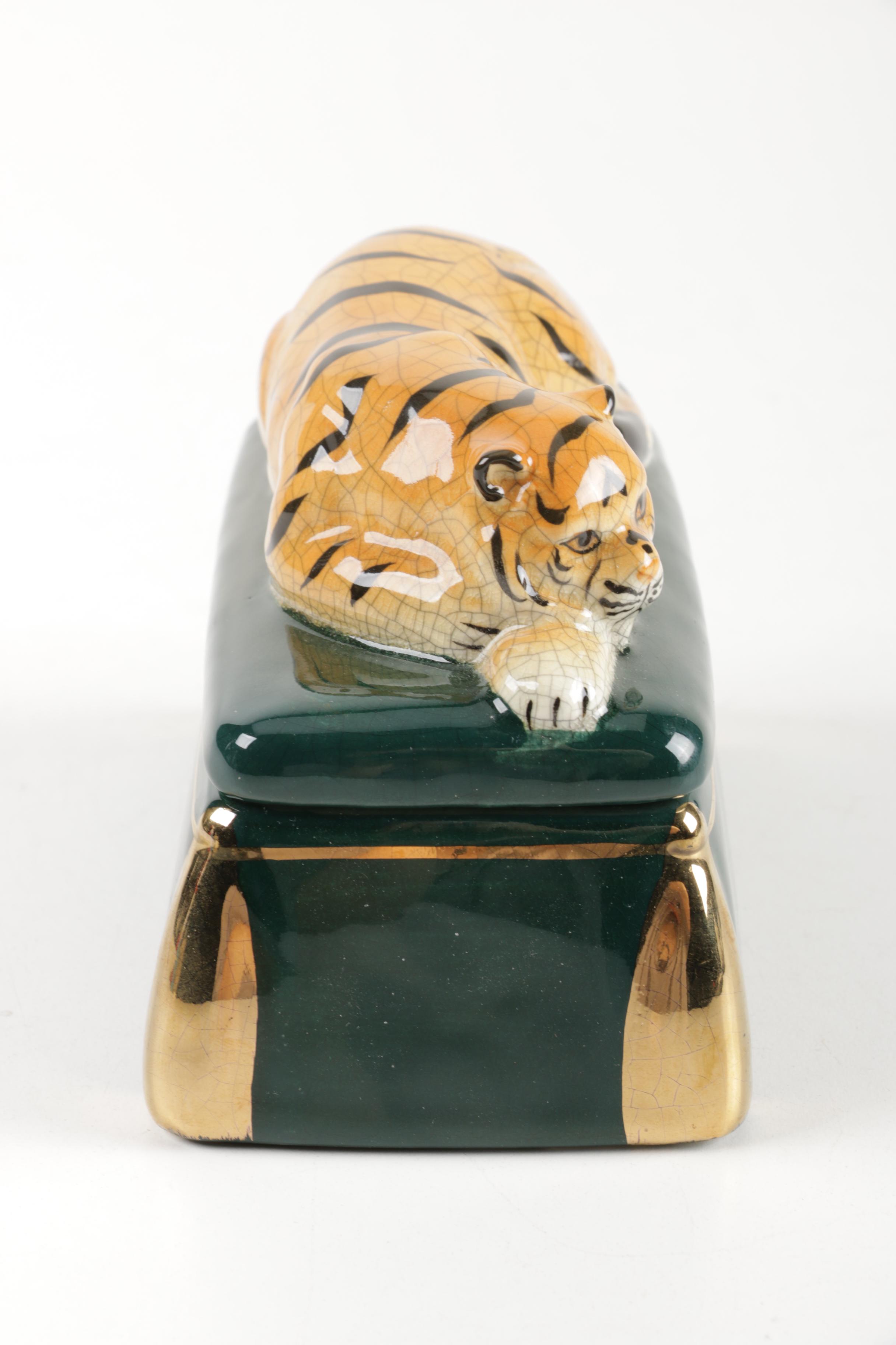 Hand-Painted Ceramic Animal Trinket Boxes and Figurine