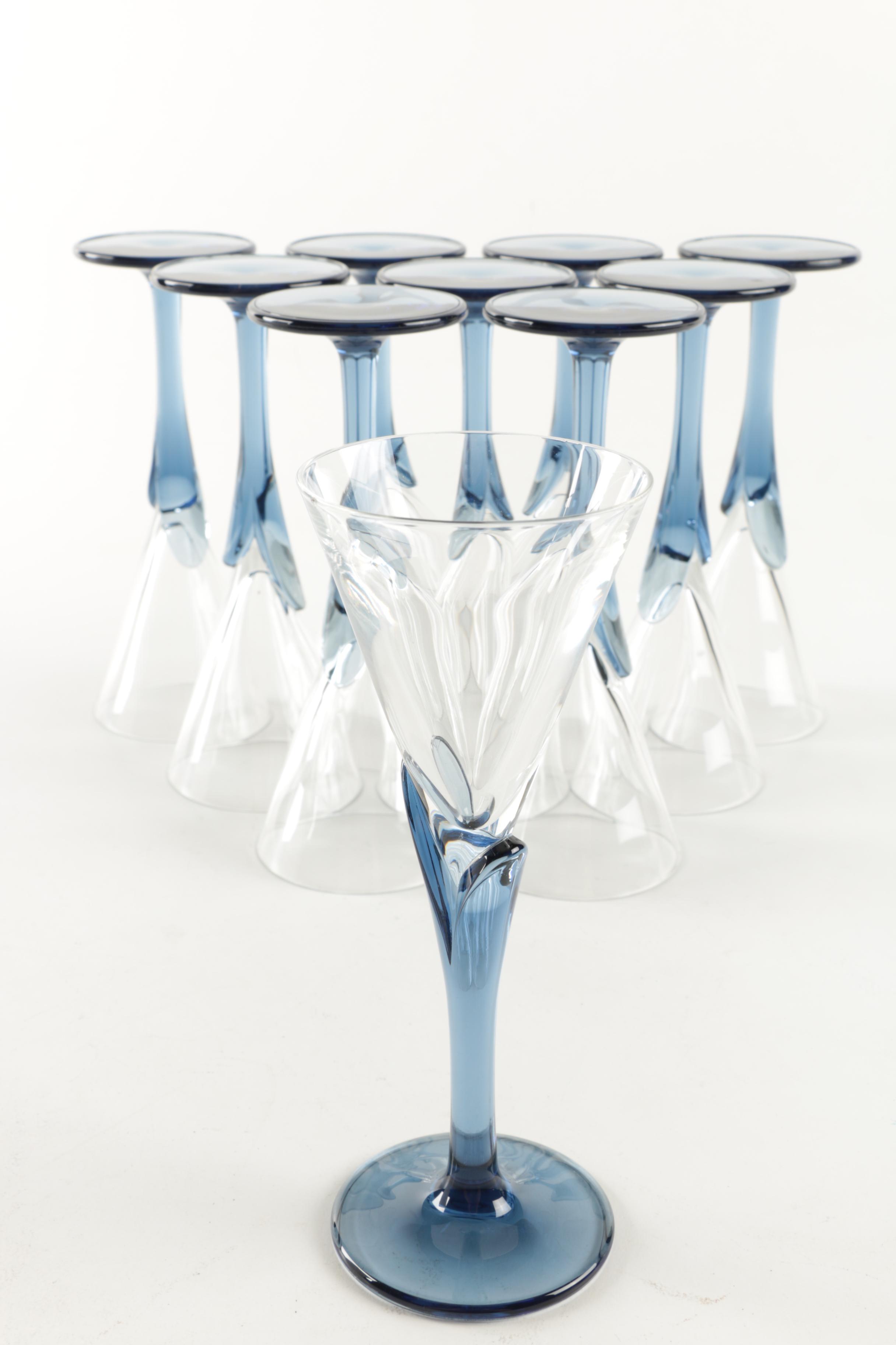 Ten Handmade Crystal Cordial Glasses