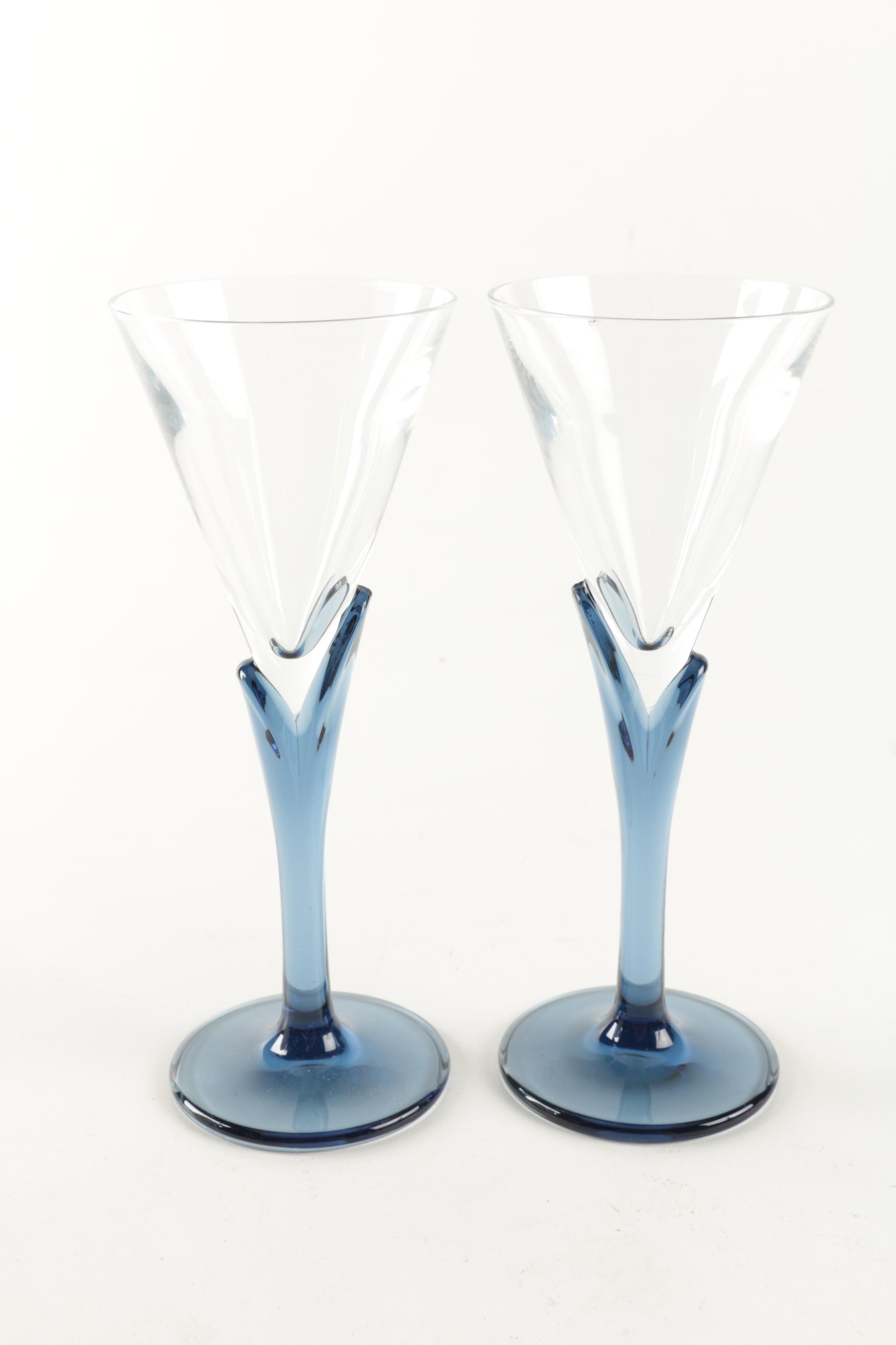 Ten Handmade Crystal Cordial Glasses
