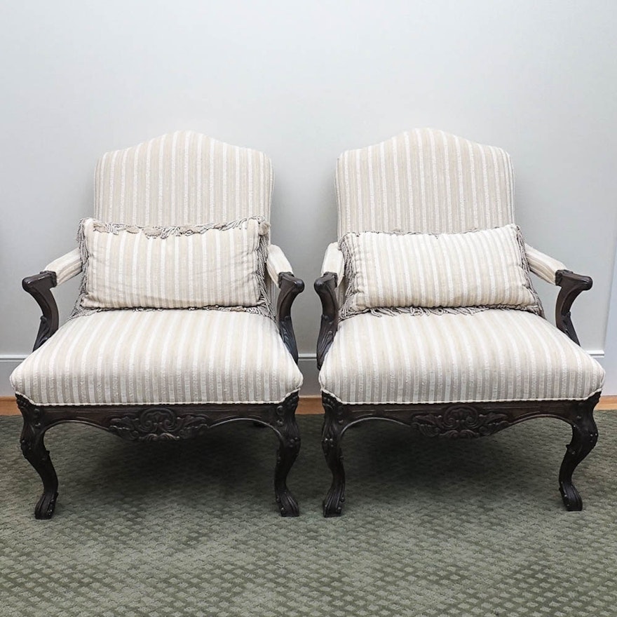 Pair of Lillian August Upholstered Armchairs