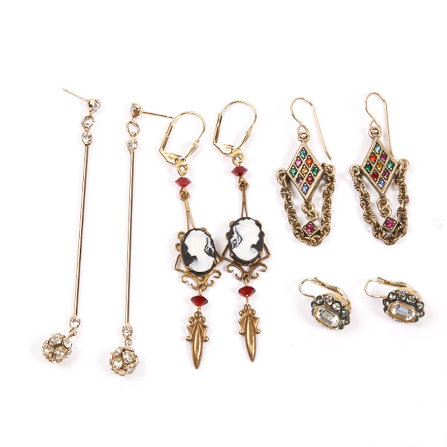 Collection of Costume Earrings with Crystals