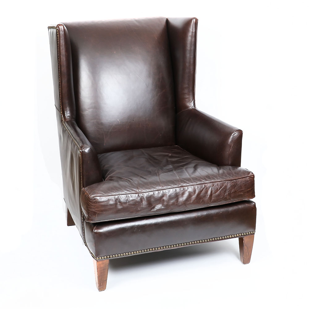Full Grain Leather Club Chair By Mitchell Gold + Bob Williams