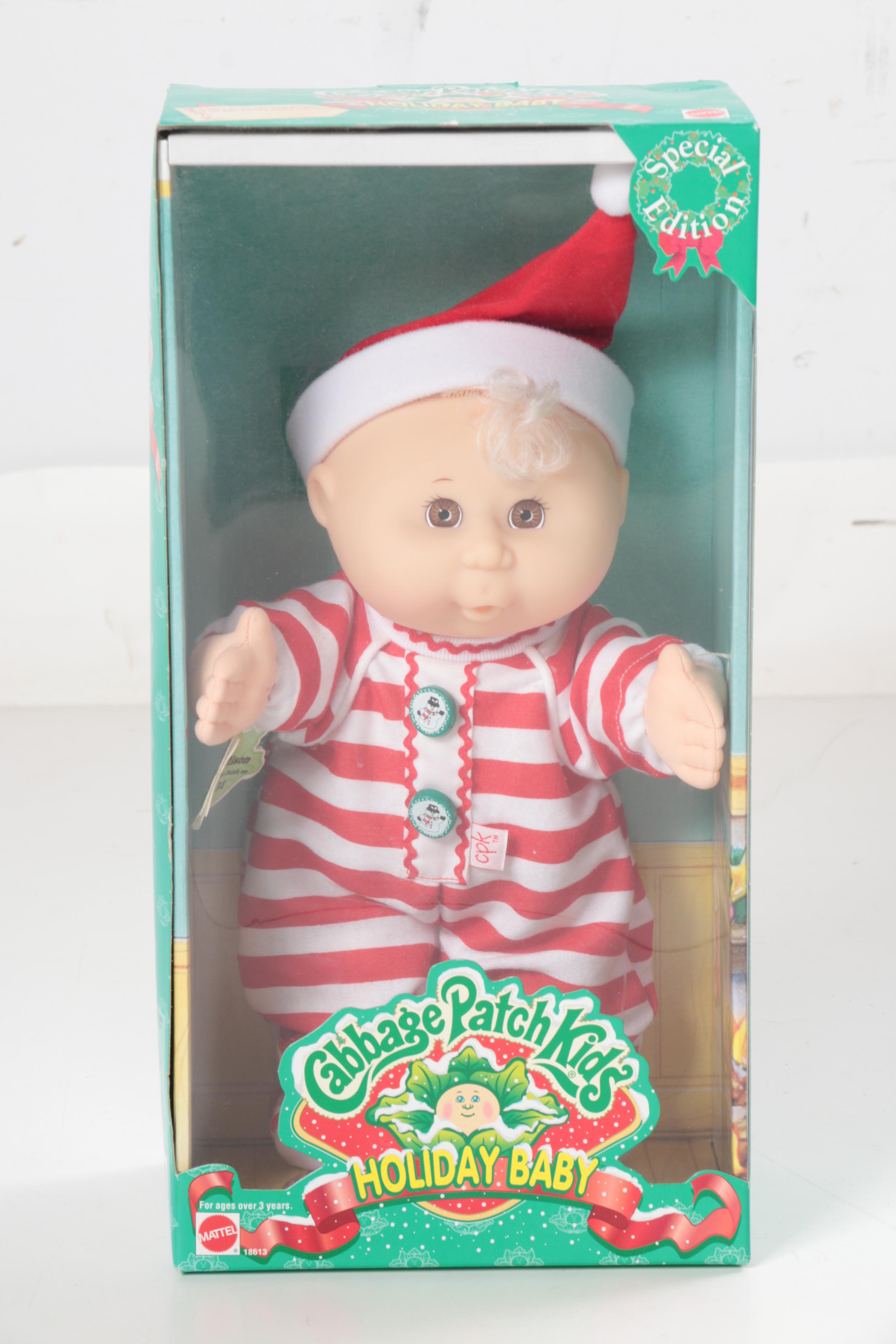 Assortment of Cabbage Patch Kids Including Holiday Baby